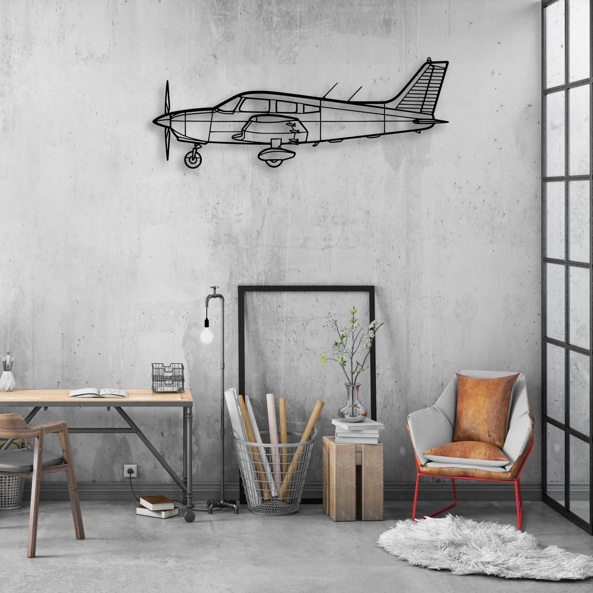 R-44 Clipper II Classic Aircraft Silhouette Metal Wall Art - Aviation Hangar Decor