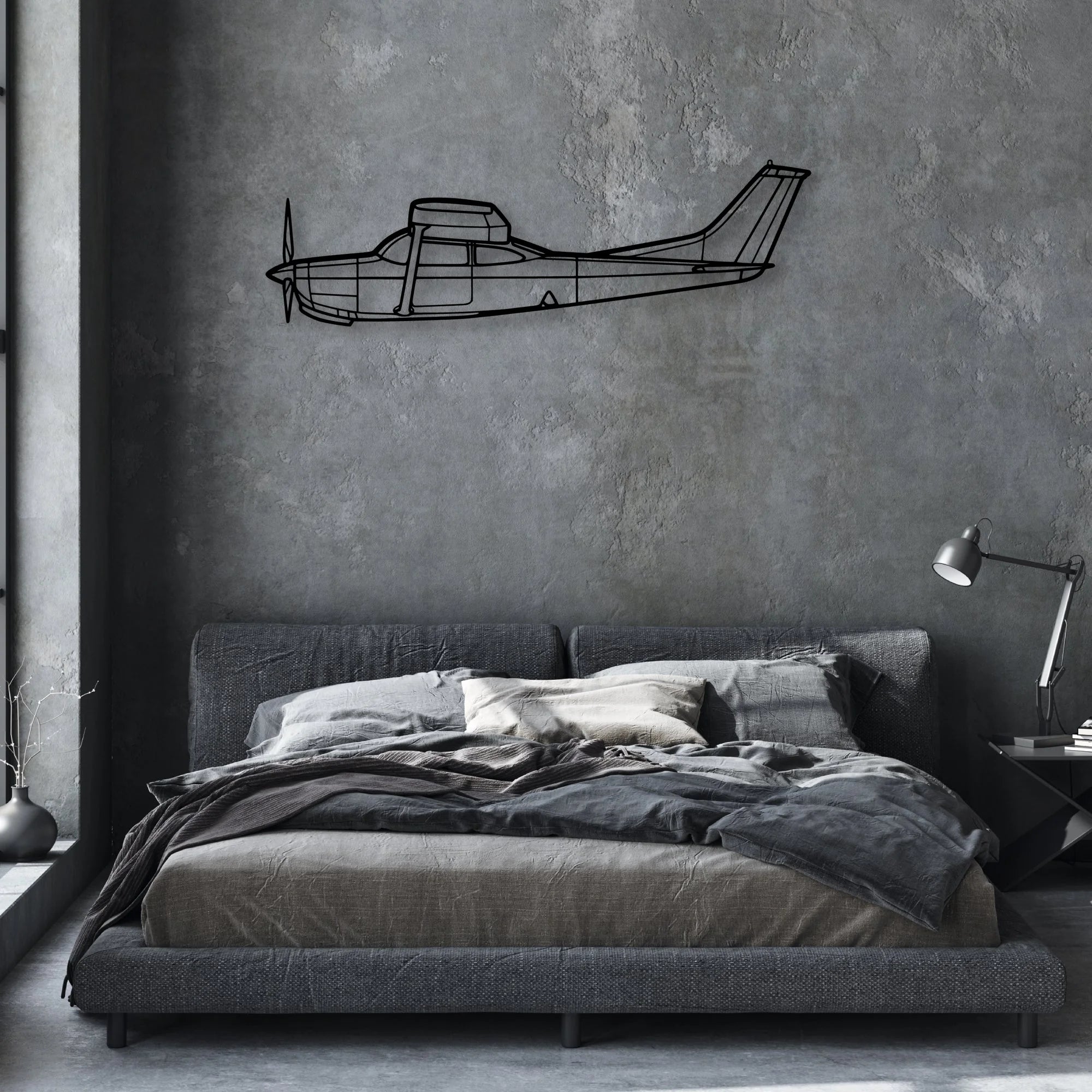 R182 3 Classic Aircraft Silhouette Metal Wall Art - Aviation Hangar Decor
