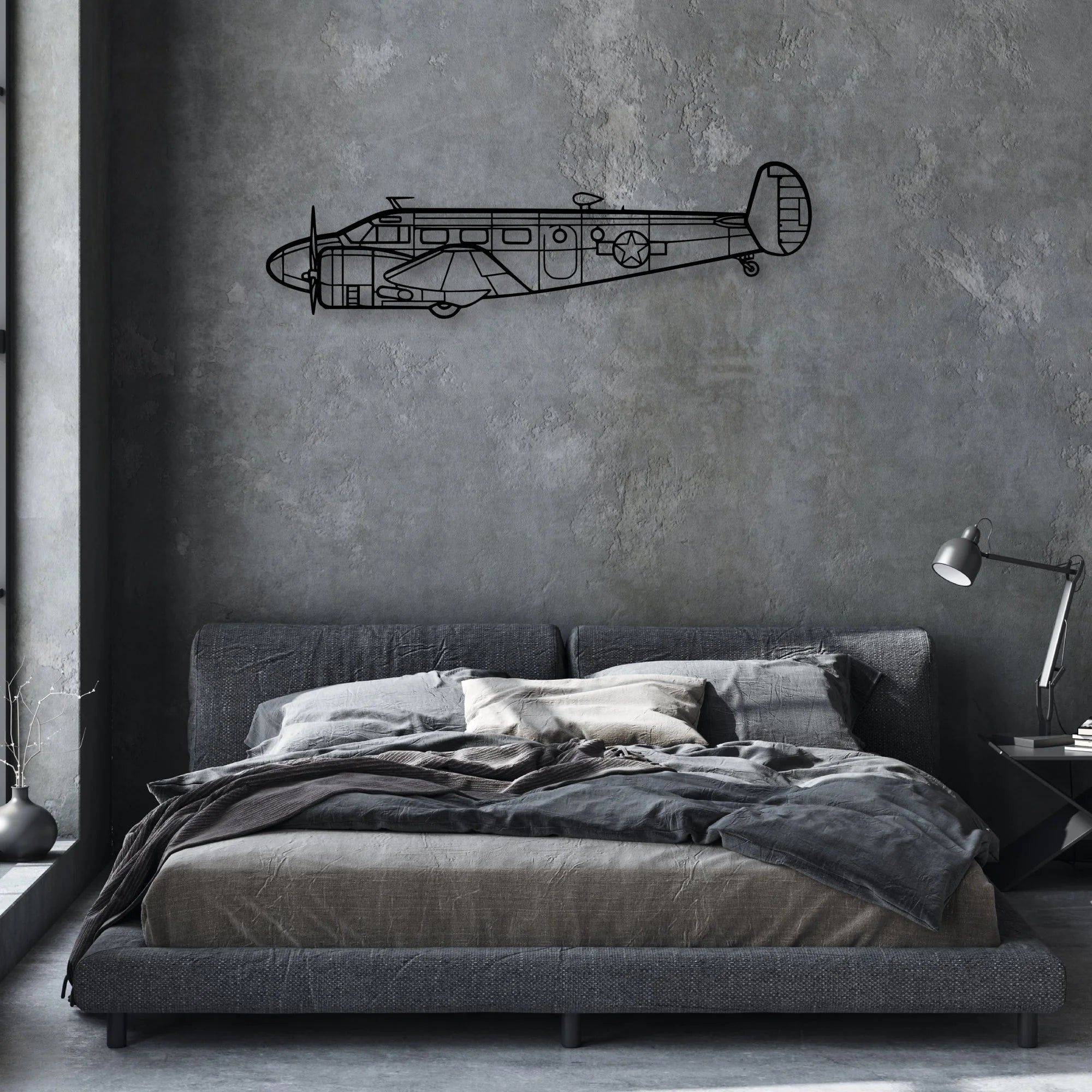 RC-45 Classic Aircraft Silhouette Metal Wall Art - Aviation Hangar Decor