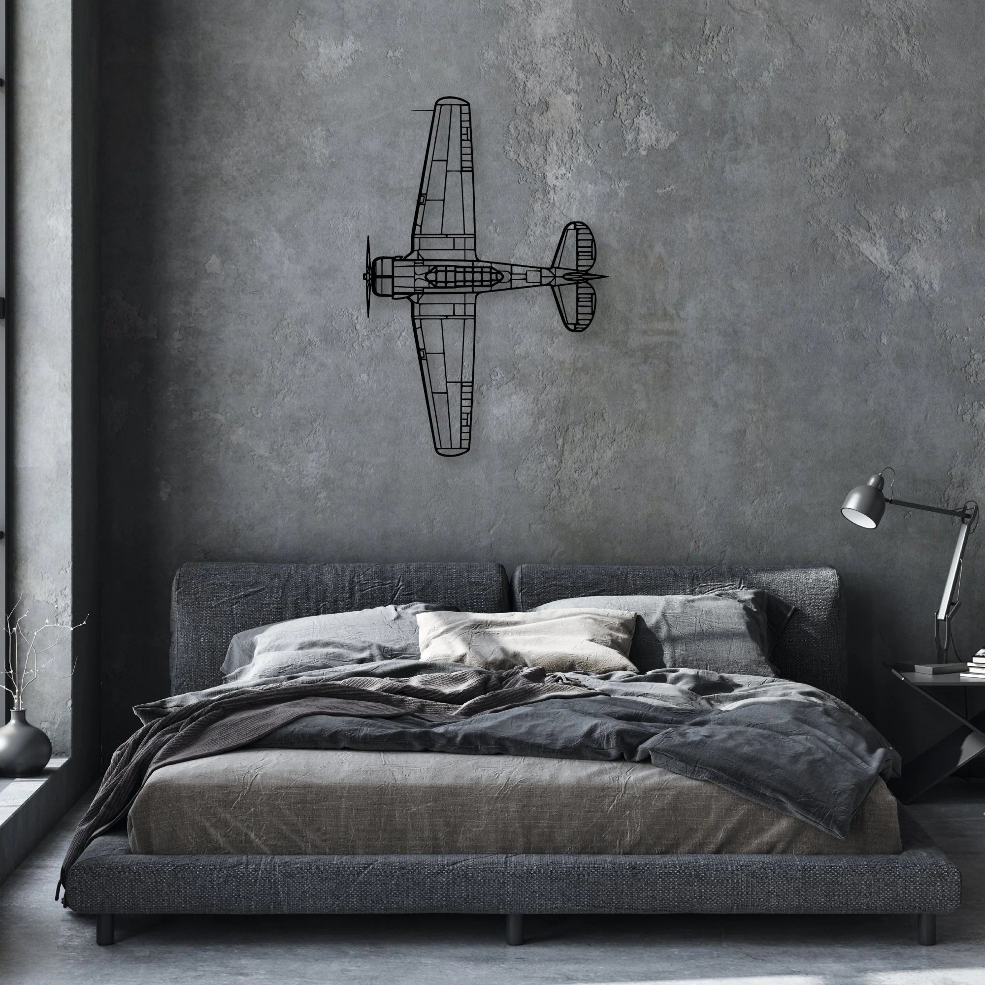 SNJ-5 Texan Classic Aircraft Silhouette Metal Wall Art - Aviation Hangar Decor