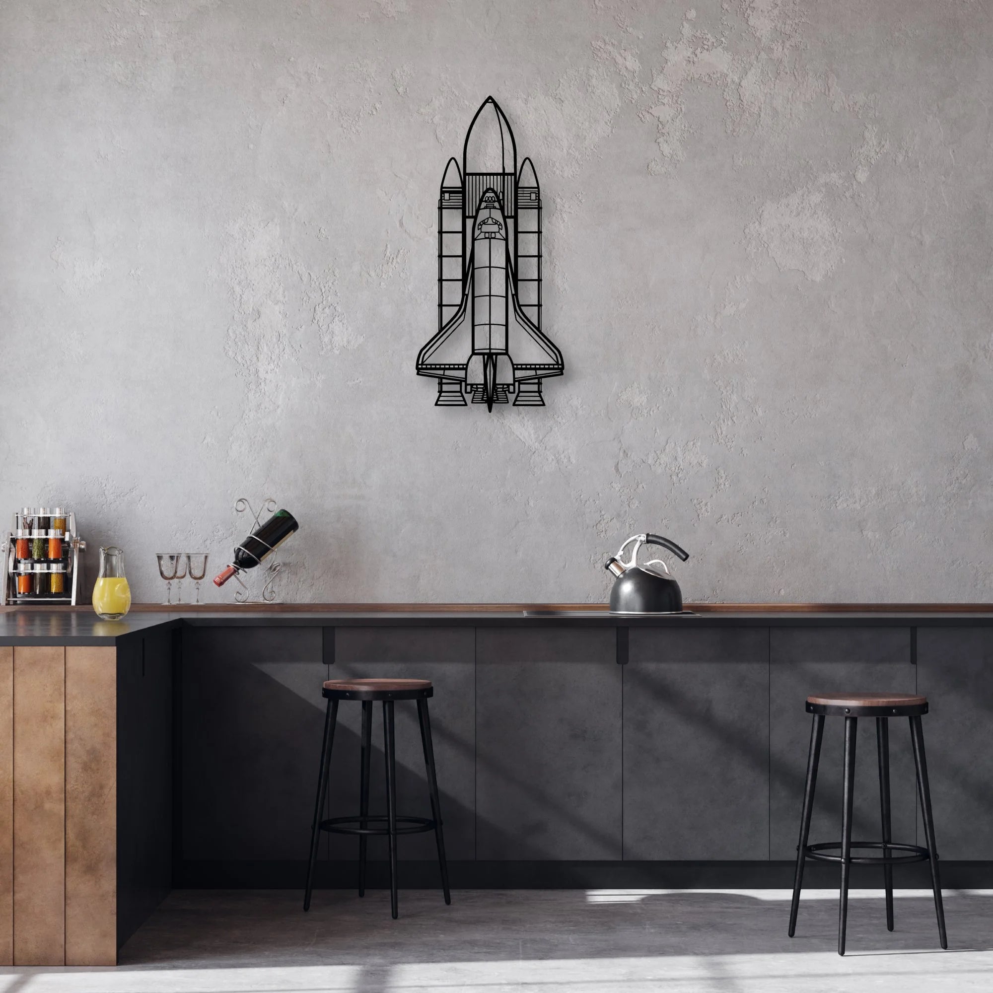 Space System Classic Aircraft Silhouette Metal Wall Art - Aviation Hangar Decor