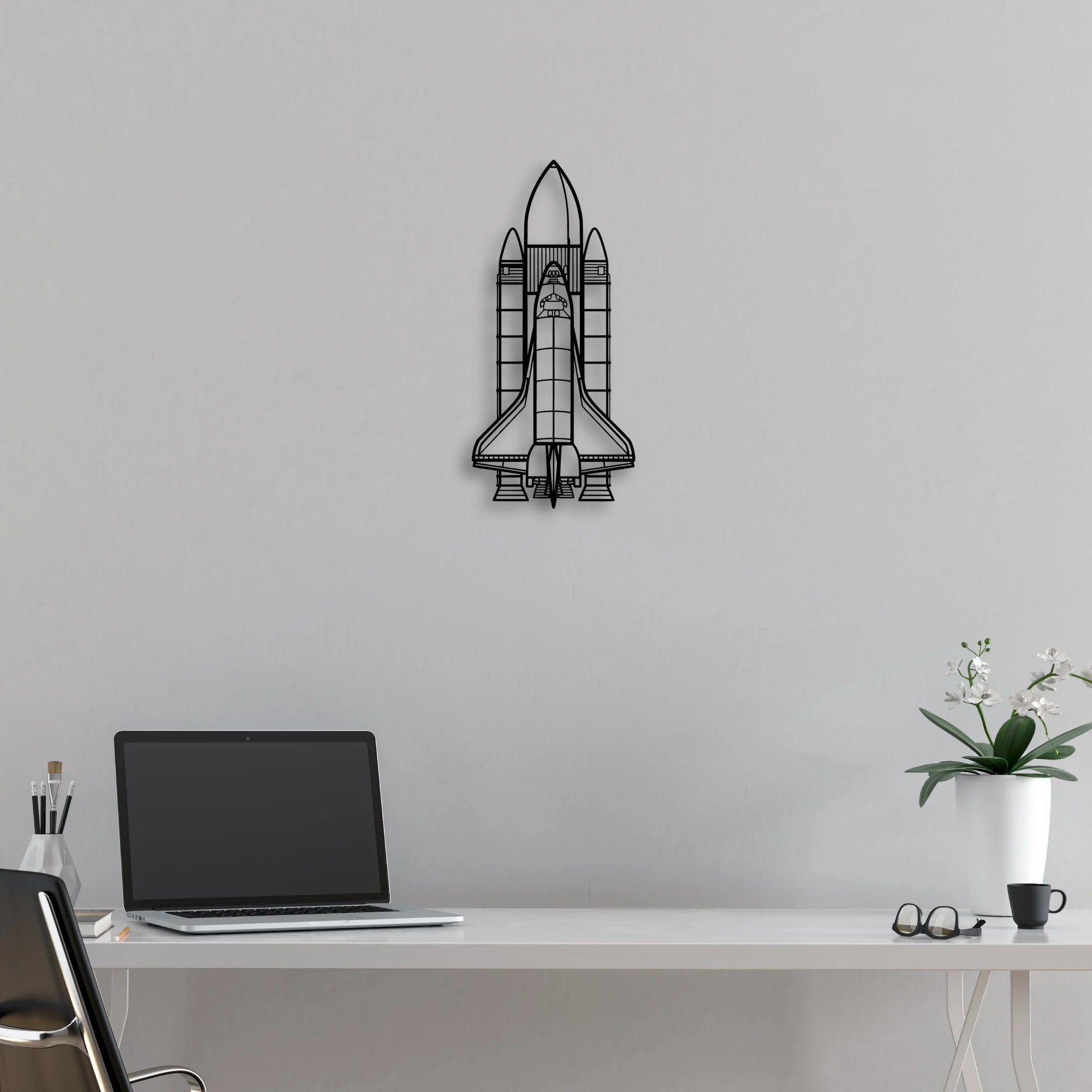 Space System Classic Aircraft Silhouette Metal Wall Art - Aviation Hangar Decor