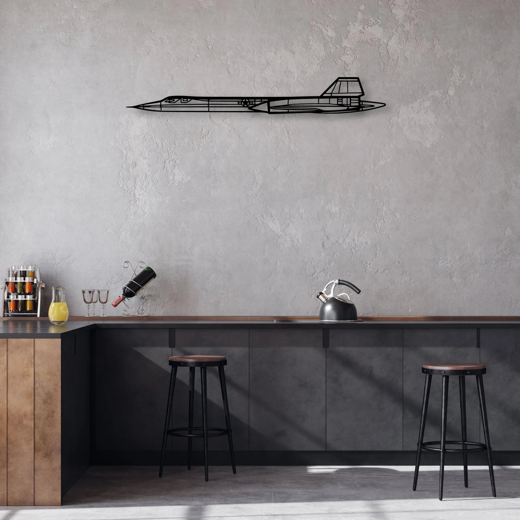 SR71 Blackbird Classic Aircraft Silhouette Metal Wall Art - Aviation Hangar Decor