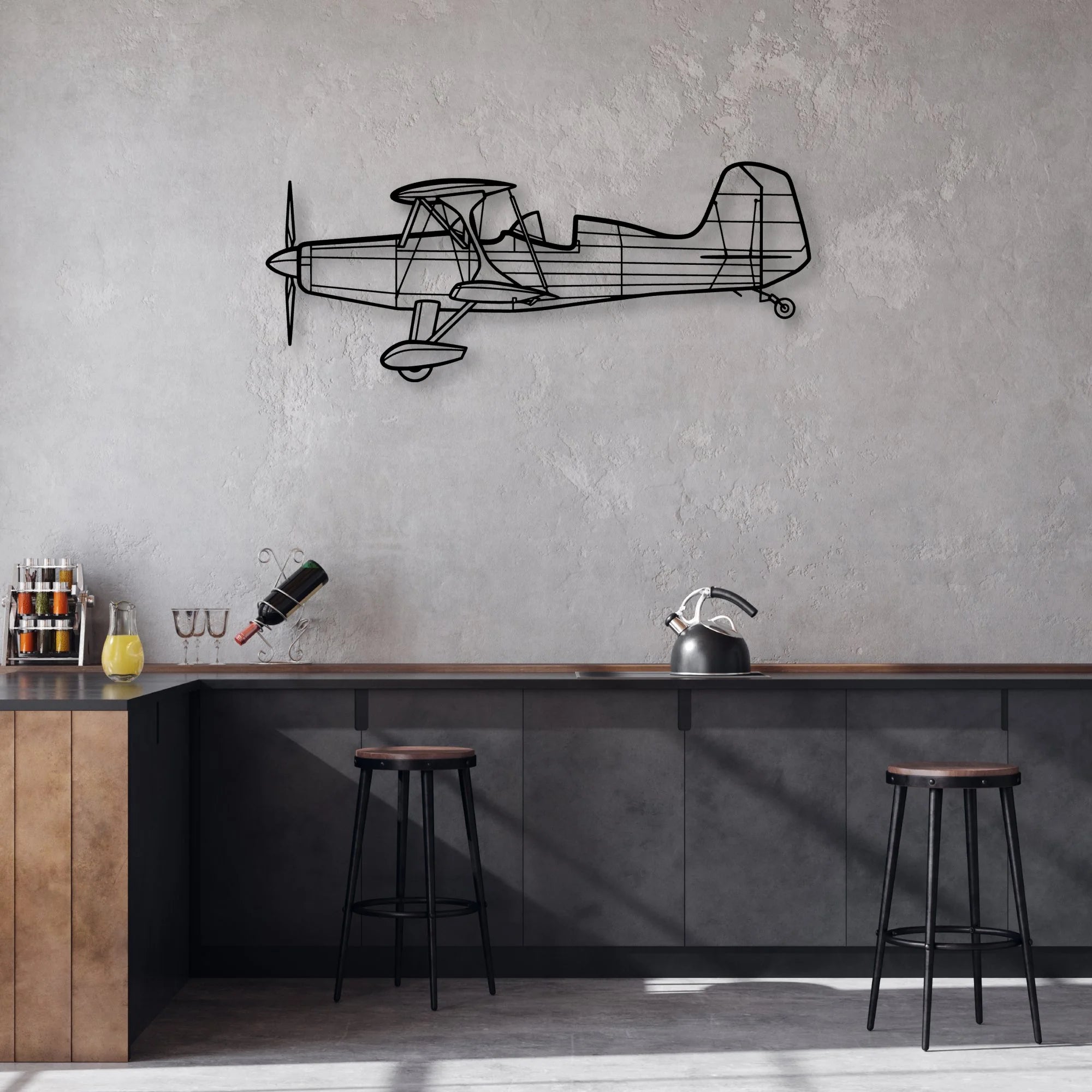 Starduster TOO-2 Classic Aircraft Silhouette Metal Wall Art - Aviation Hangar Decor