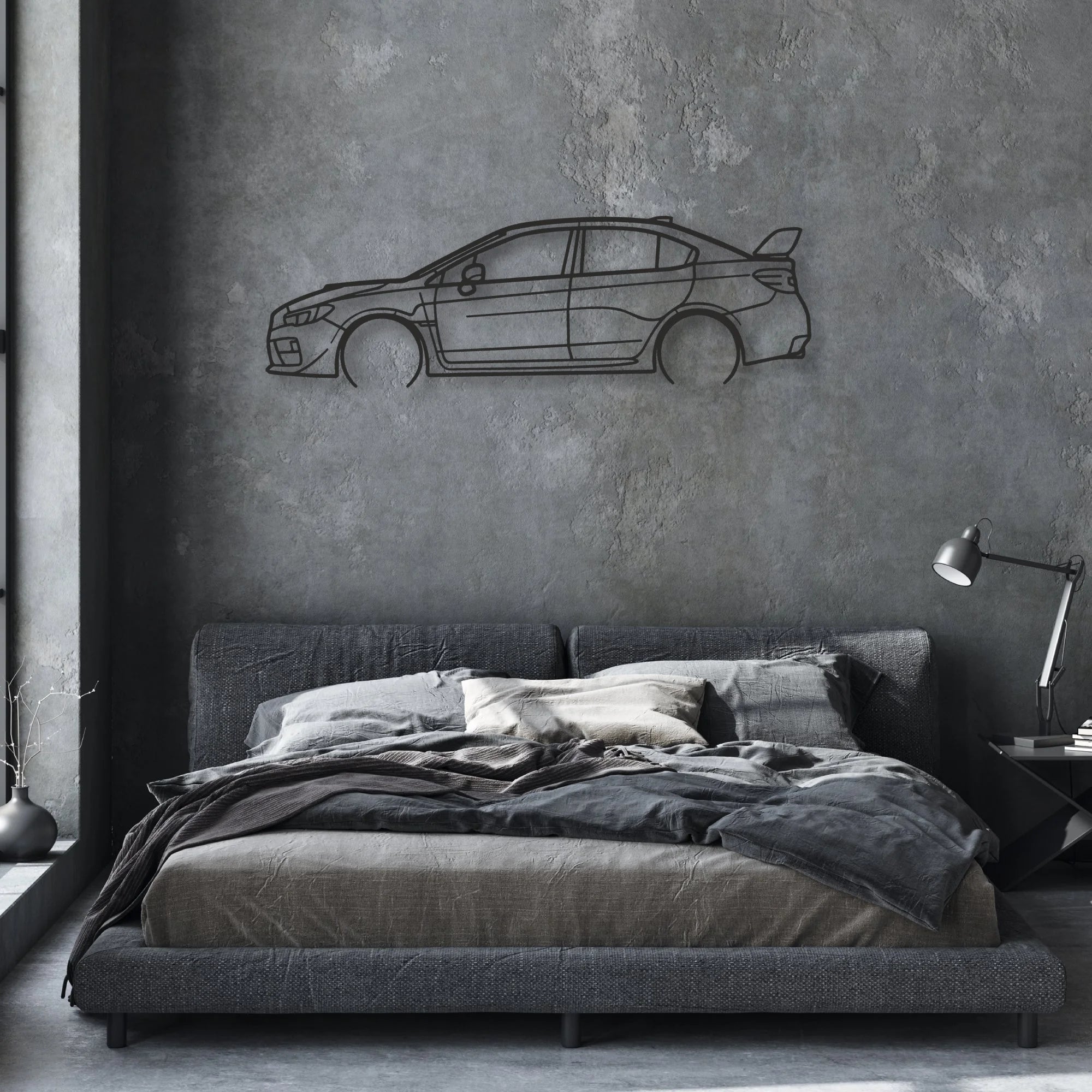 subaru wrx Classic Silhouette Metal Wall Art - Automotive Garage Decor