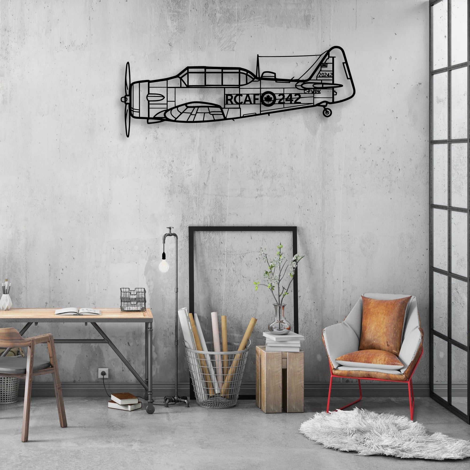 T33 2 Classic Aircraft Silhouette Metal Wall Art - Aviation Hangar Decor