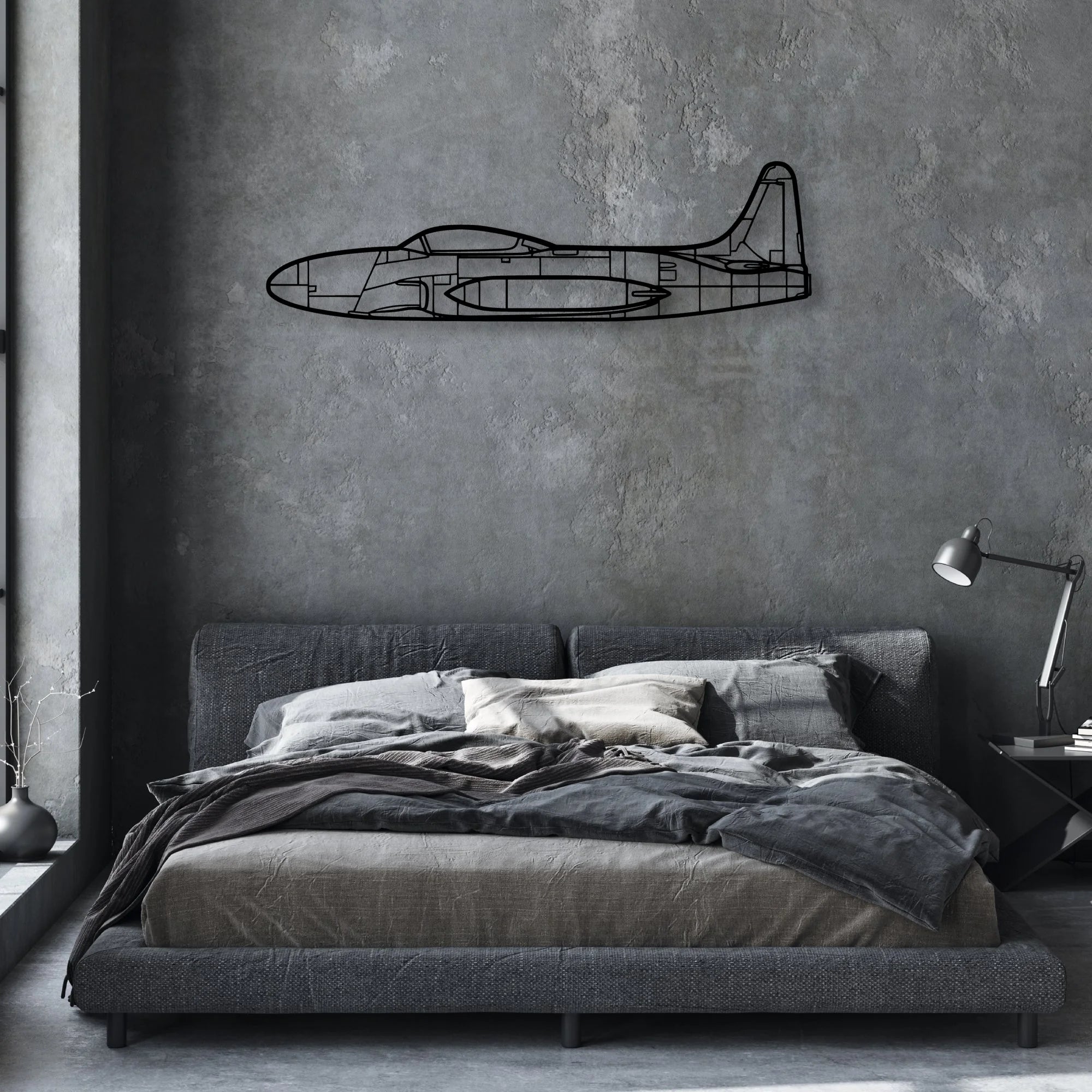 T33 3 Classic Aircraft Silhouette Metal Wall Art - Aviation Hangar Decor