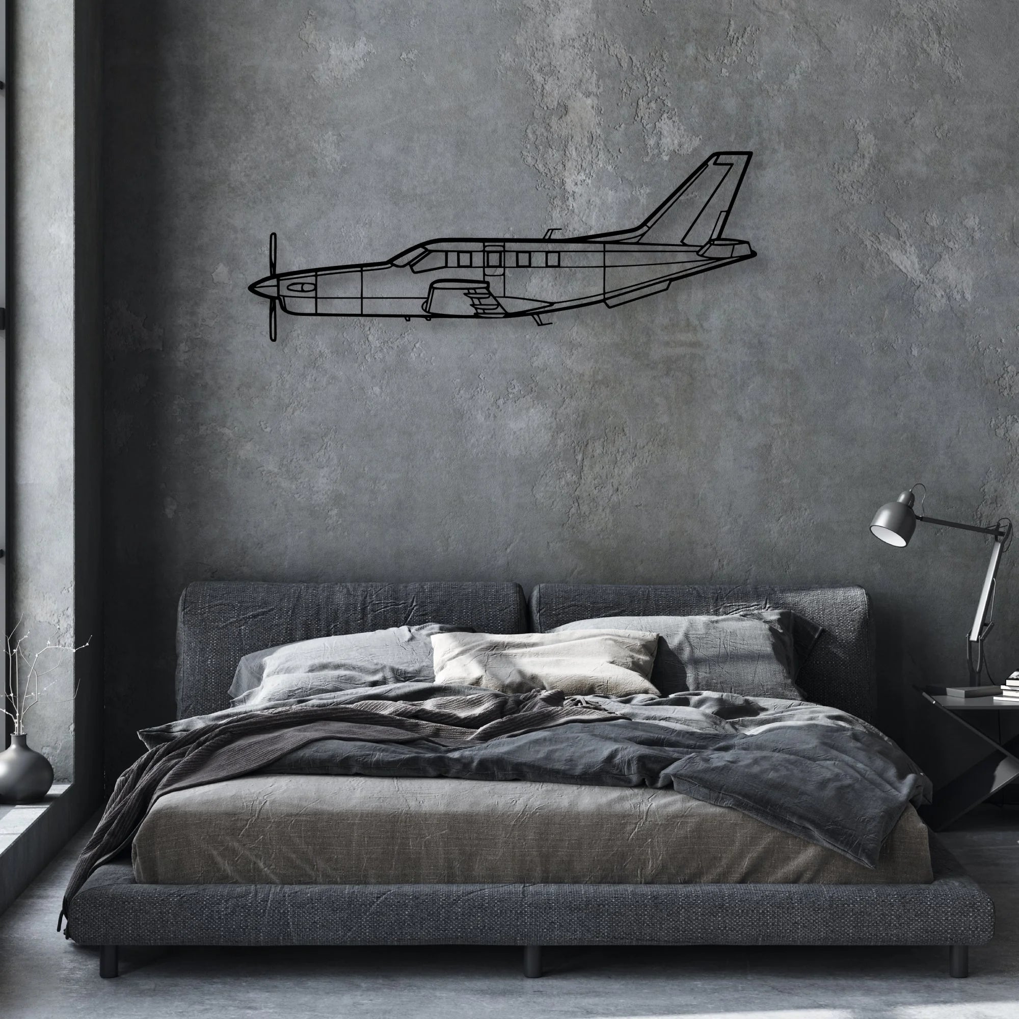 TBM-700B 2 Classic Aircraft Silhouette Metal Wall Art - Aviation Hangar Decor