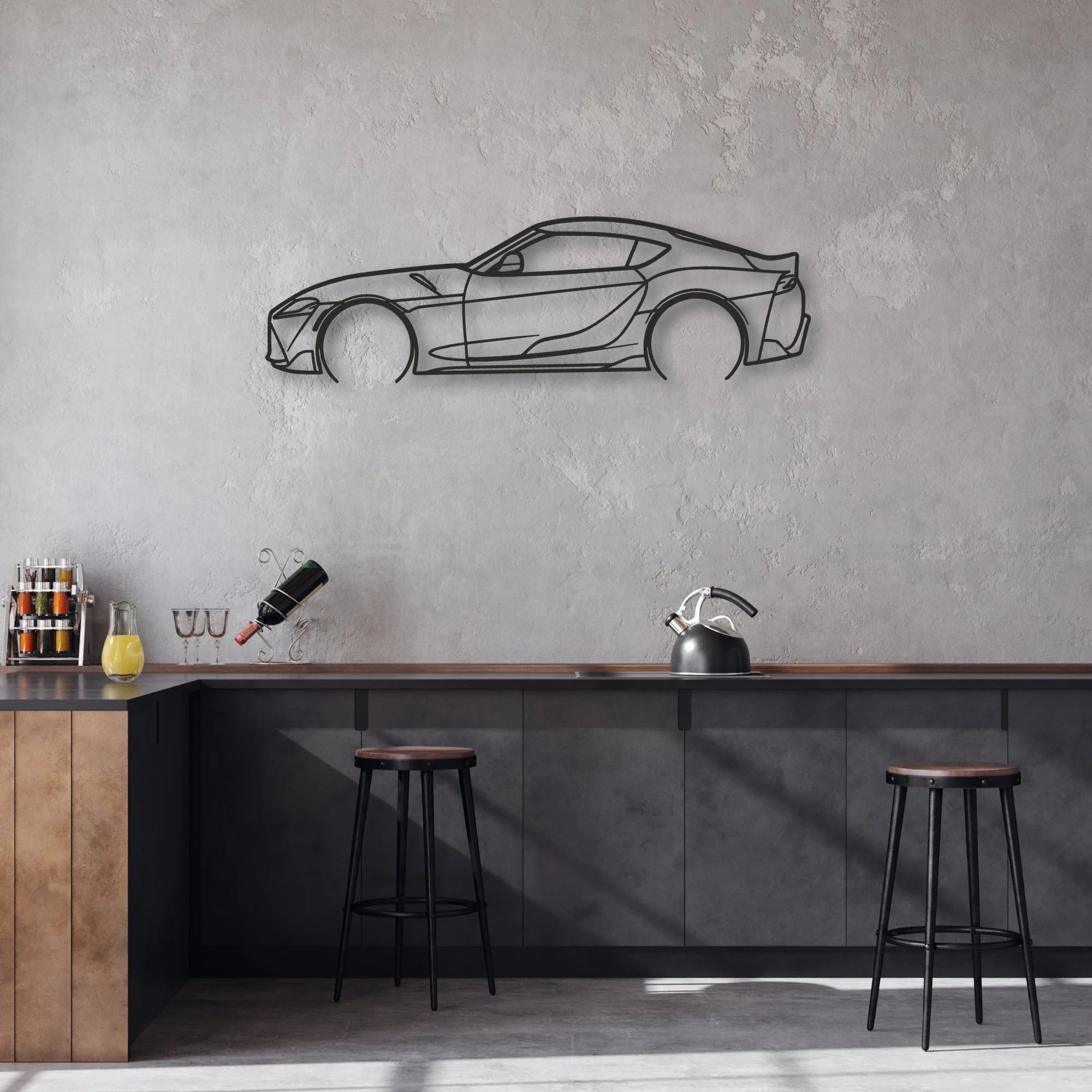 toyota gr supra Classic Silhouette Metal Wall Art - Automotive Garage Decor