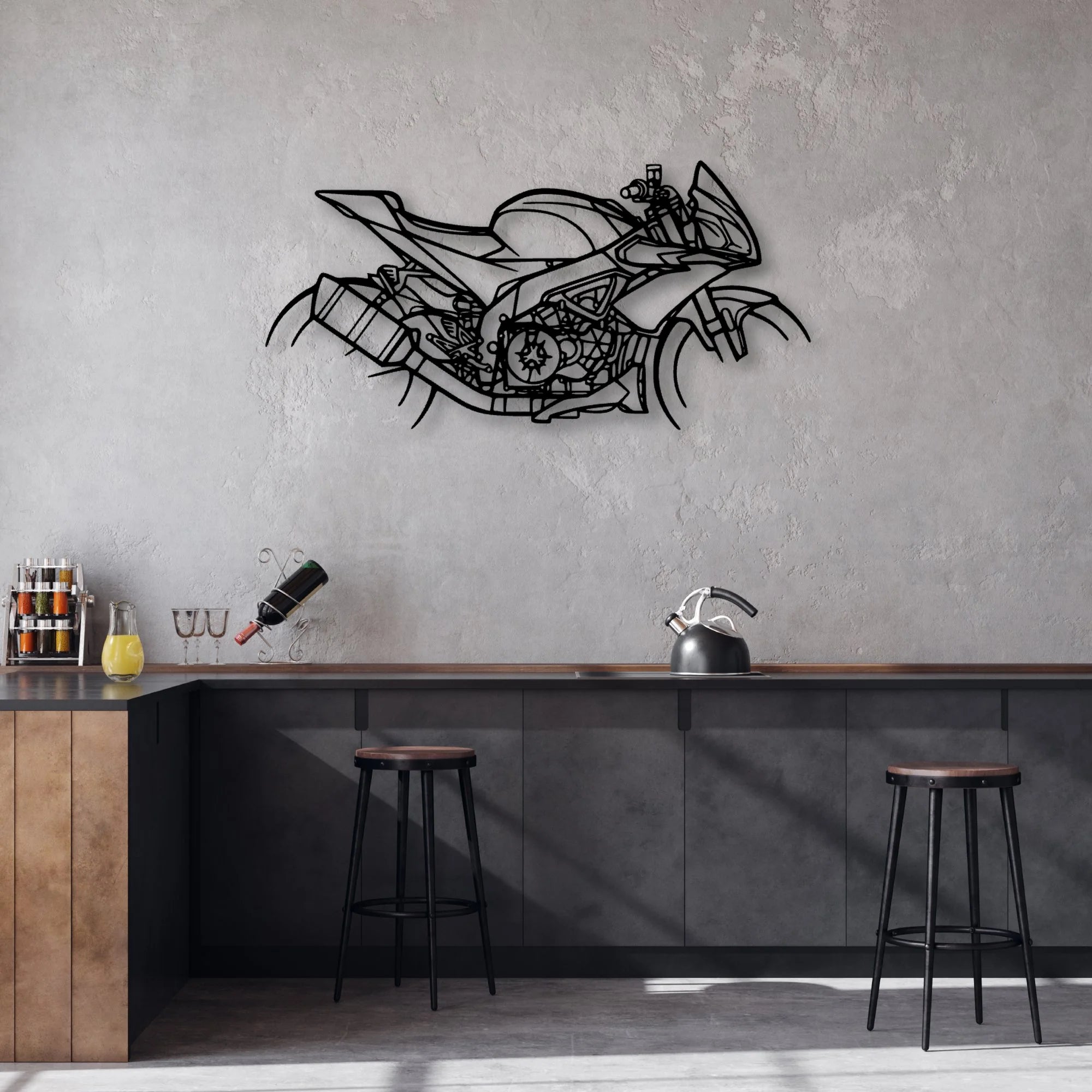 Tuono 2018 Classic Motorcycle Silhouette Metal Wall Art - Moto Garage Decor