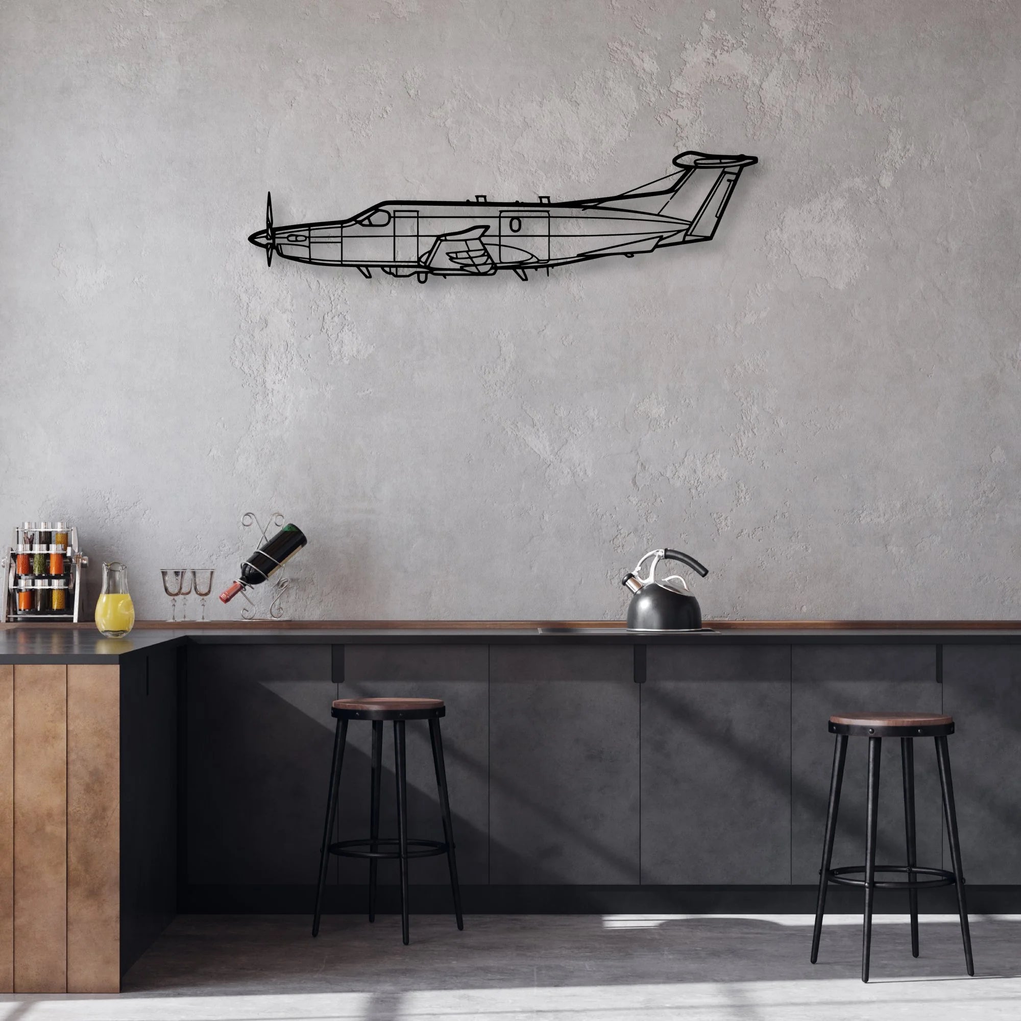 U-28A Draco Classic Aircraft Silhouette Metal Wall Art - Aviation Hangar Decor