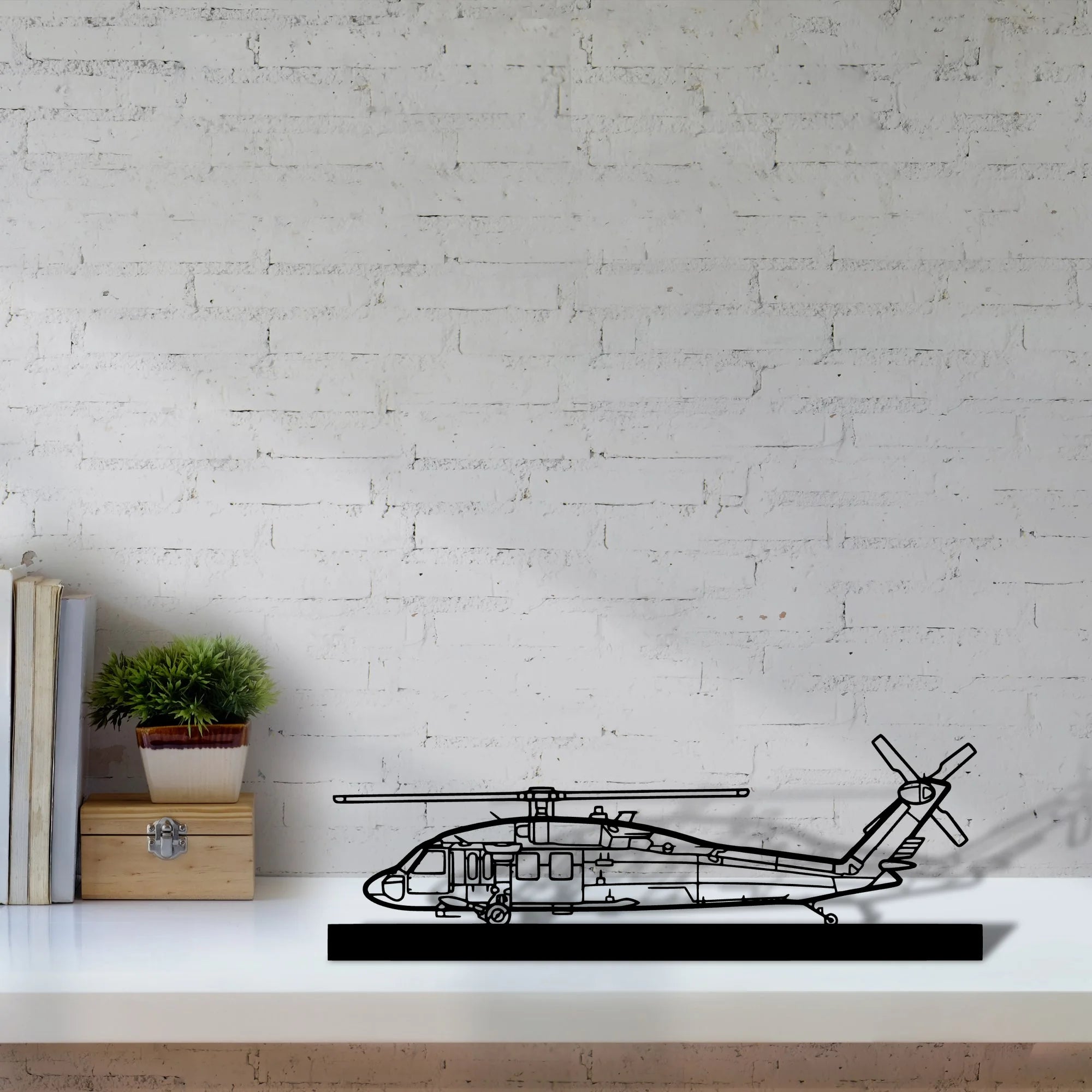 uh-60-black-hawk Silhouette Metal Art Stand - Aero Silhouette