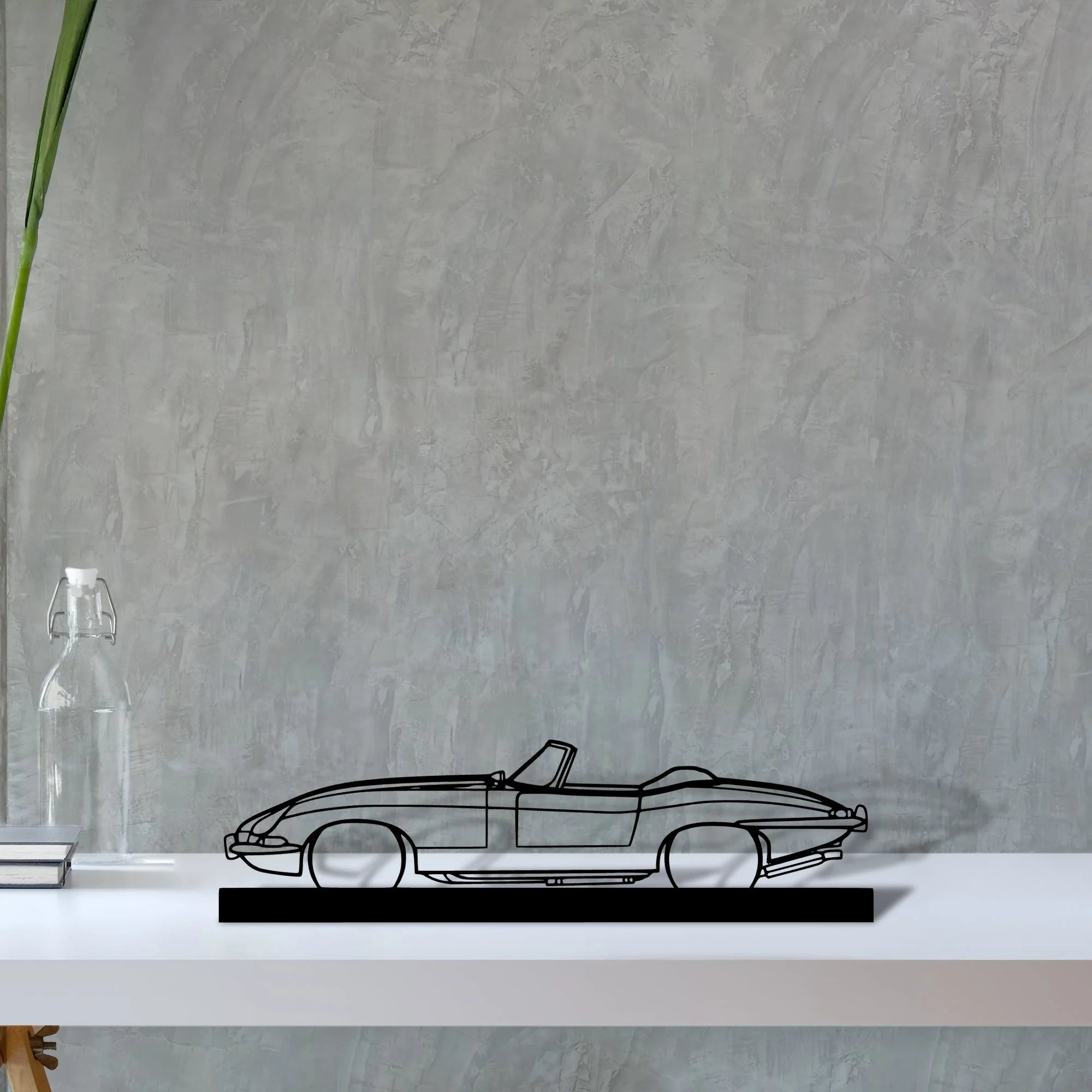 xke-convertible-1967 Silhouette Metal Art Stand - Aero Silhouette