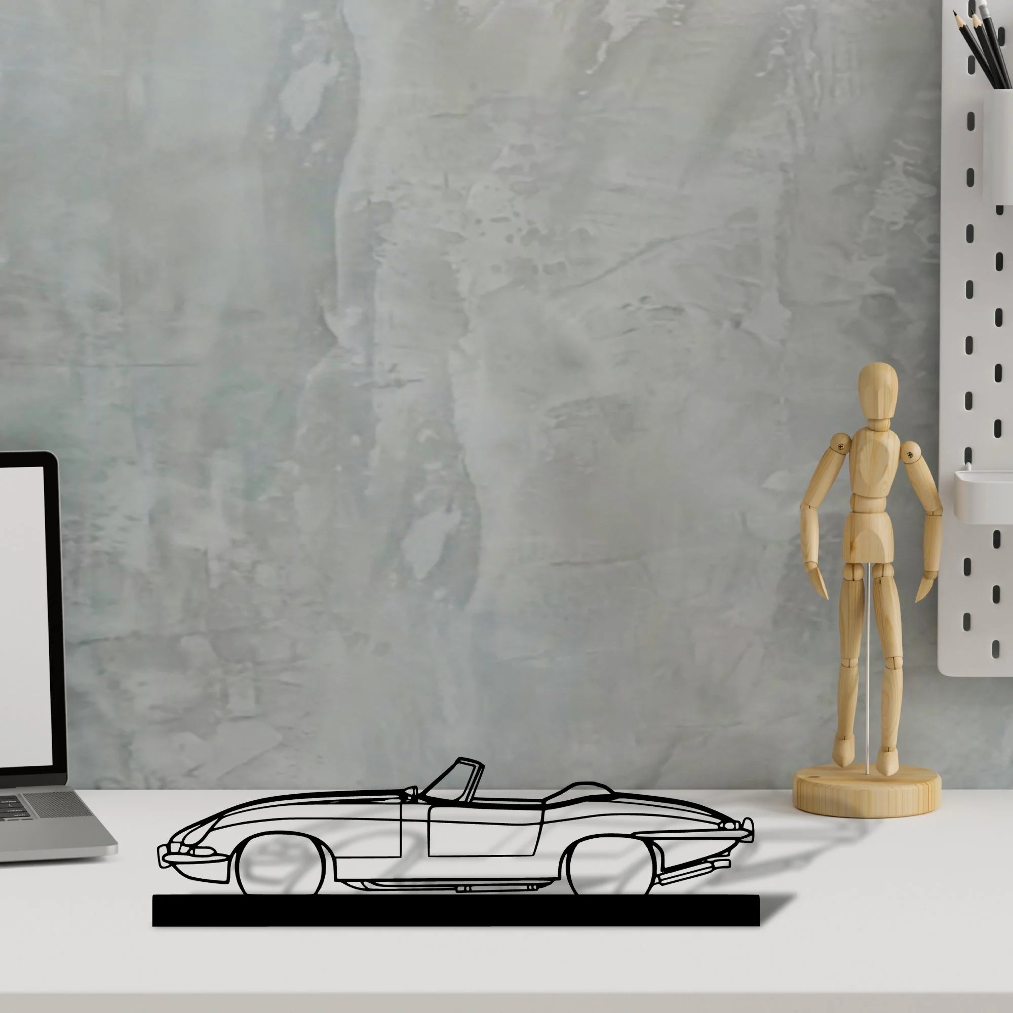 xke-convertible-1967 Silhouette Metal Art Stand - Aero Silhouette