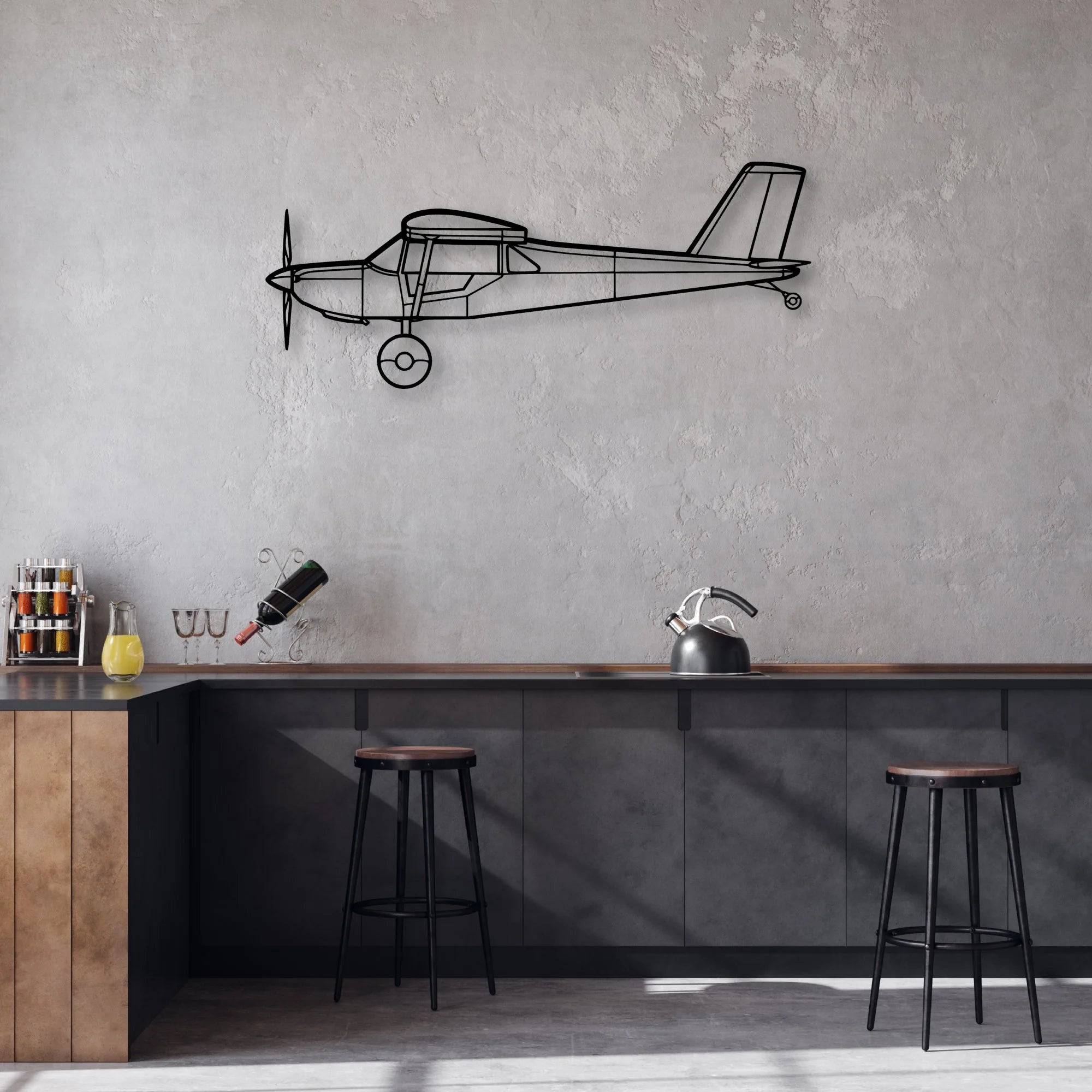 YAK-18T Classic Aircraft Silhouette Metal Wall Art - Aviation Hangar Decor