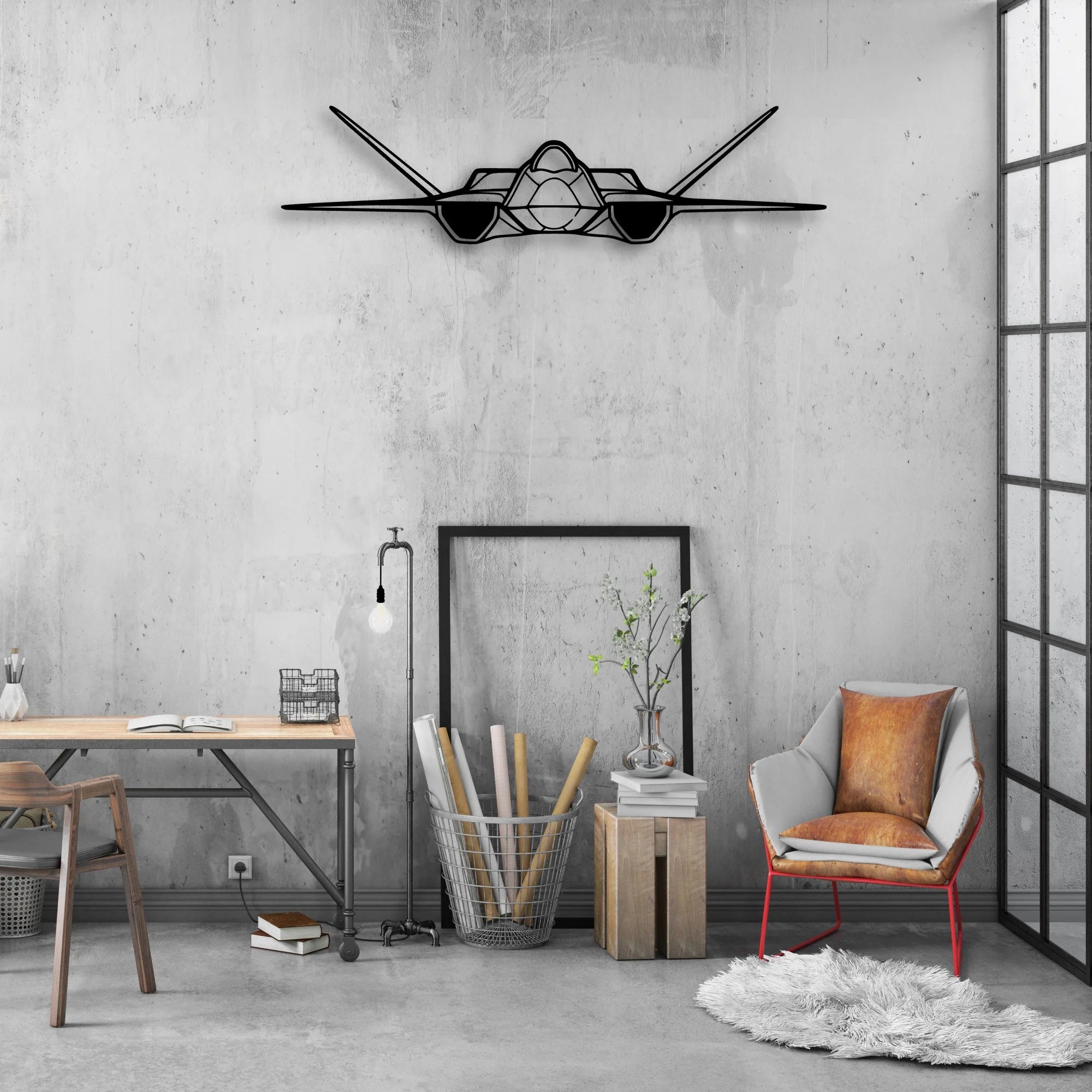 YF-23 Classic Aircraft Silhouette Metal Wall Art - Aviation Hangar Decor