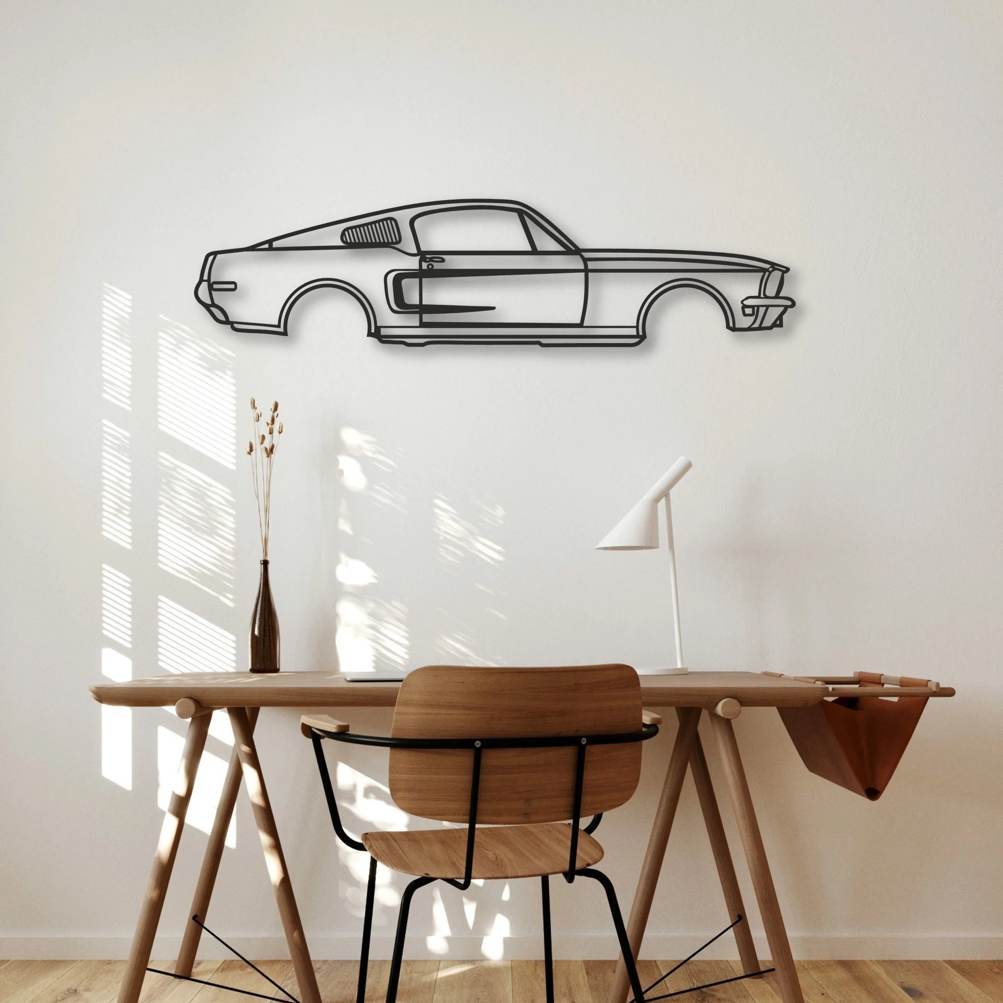 MUSTANG GT390 Classic Silhouette Metal Wall Art - Automotive Garage Decor