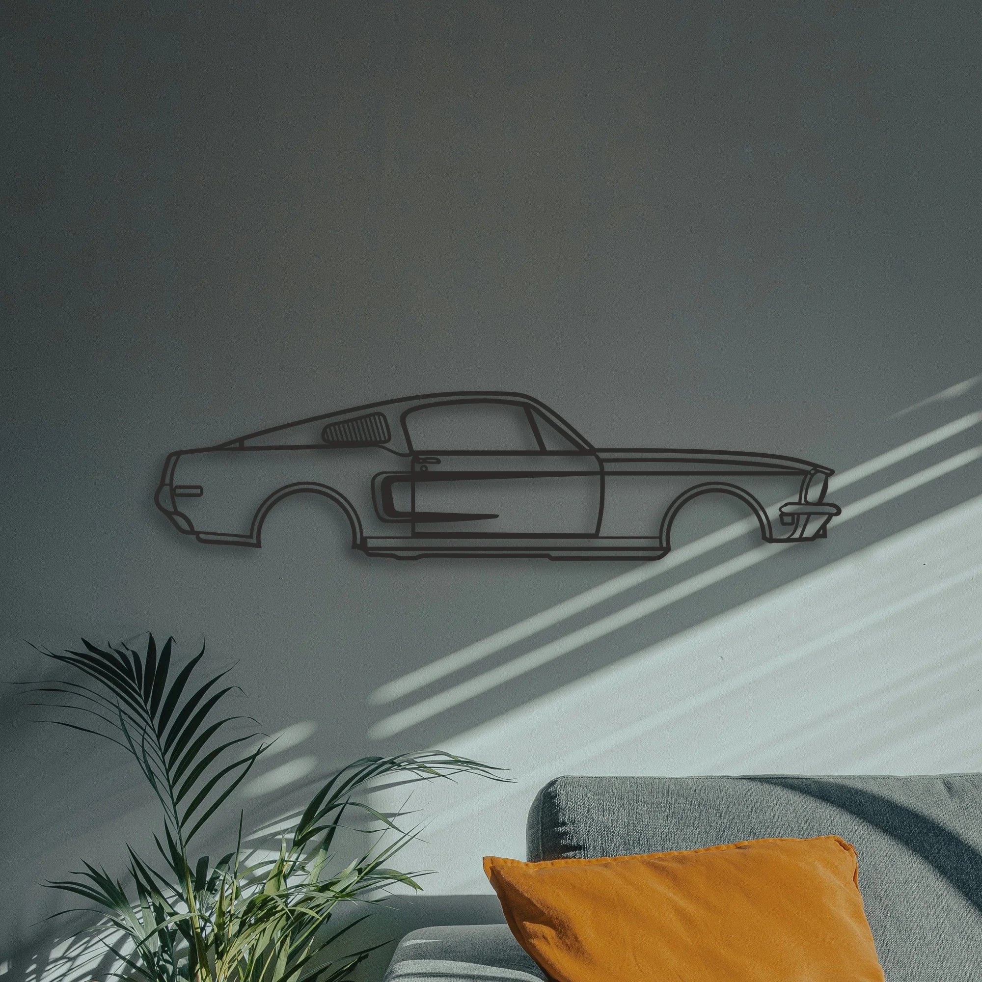MUSTANG GT390 Classic Silhouette Metal Wall Art - Automotive Garage Decor