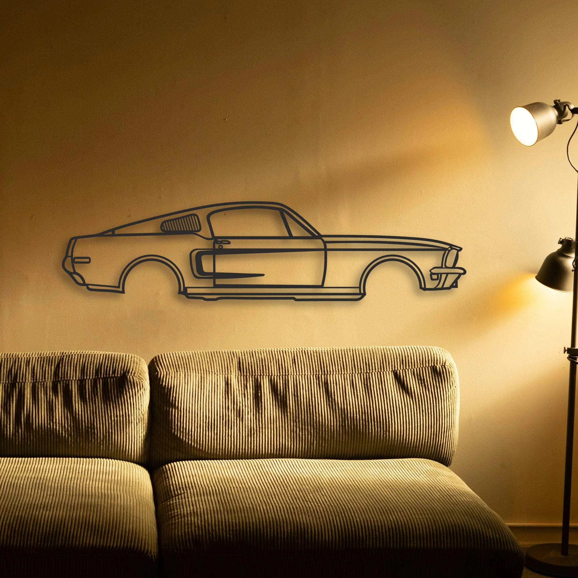 MUSTANG GT390 Classic Silhouette Metal Wall Art - Automotive Garage Decor