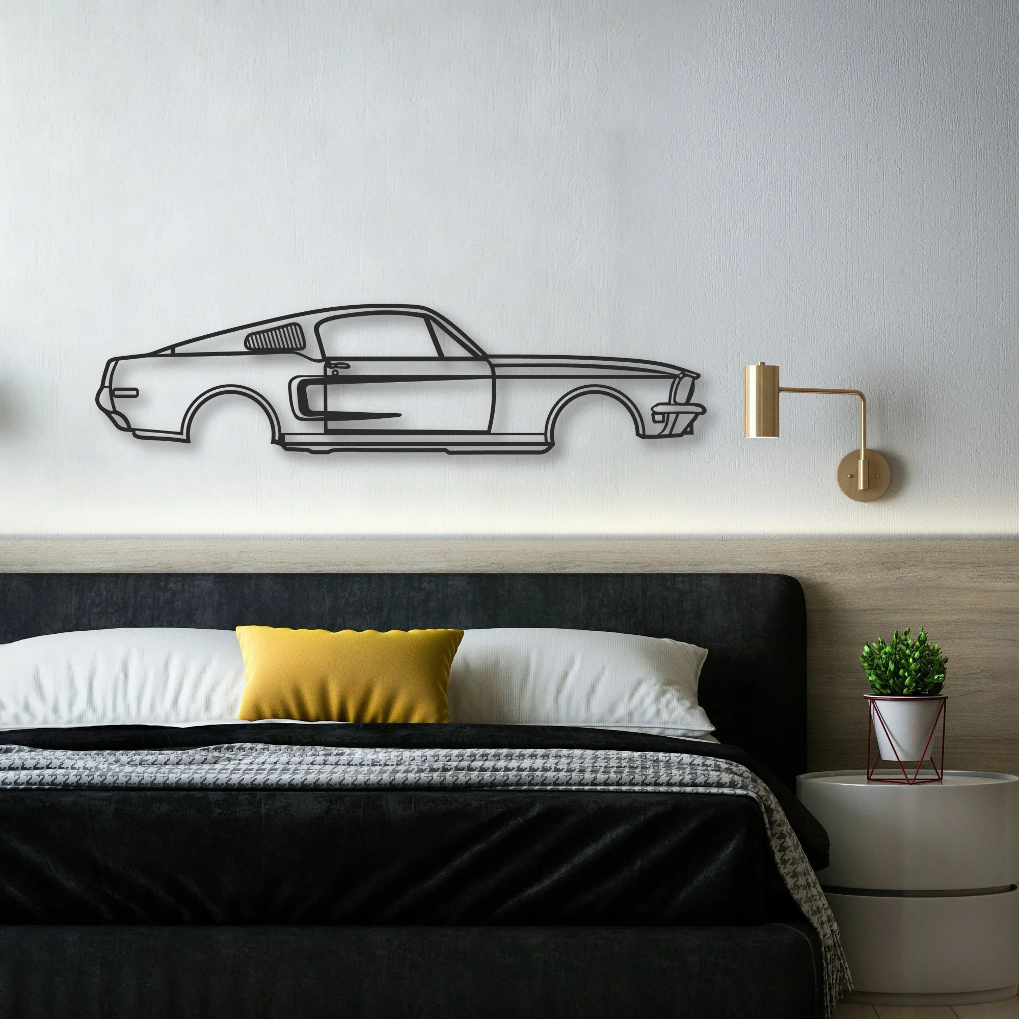 MUSTANG GT390 Classic Silhouette Metal Wall Art - Automotive Garage Decor