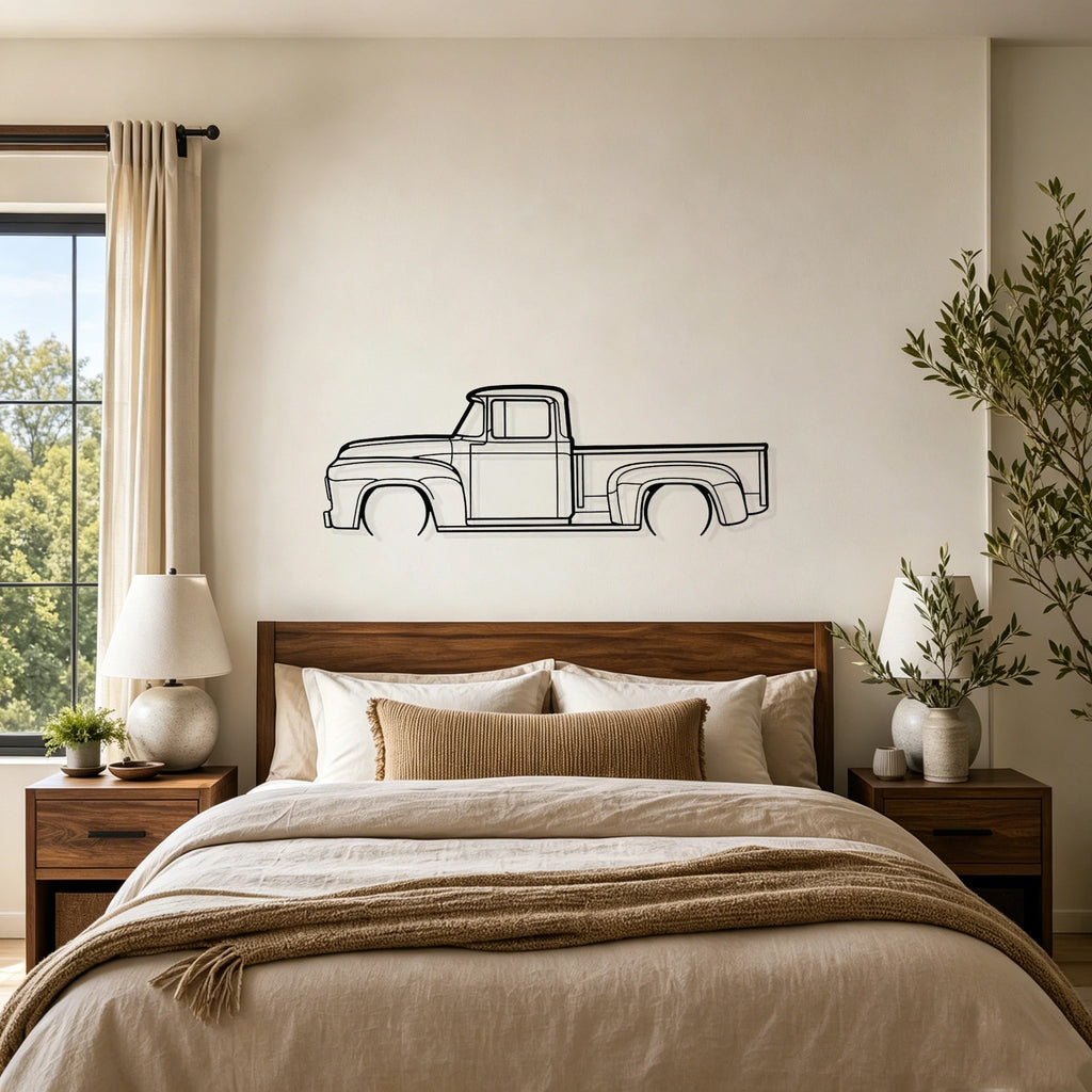 1956 F100 Detailed Silhouette Metal Wall Art - Classic Car Garage Decor