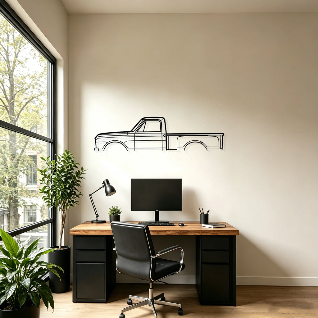 1968 C10 Stepside Classic Silhouette Metal Wall Art - Classic Car Garage Decor