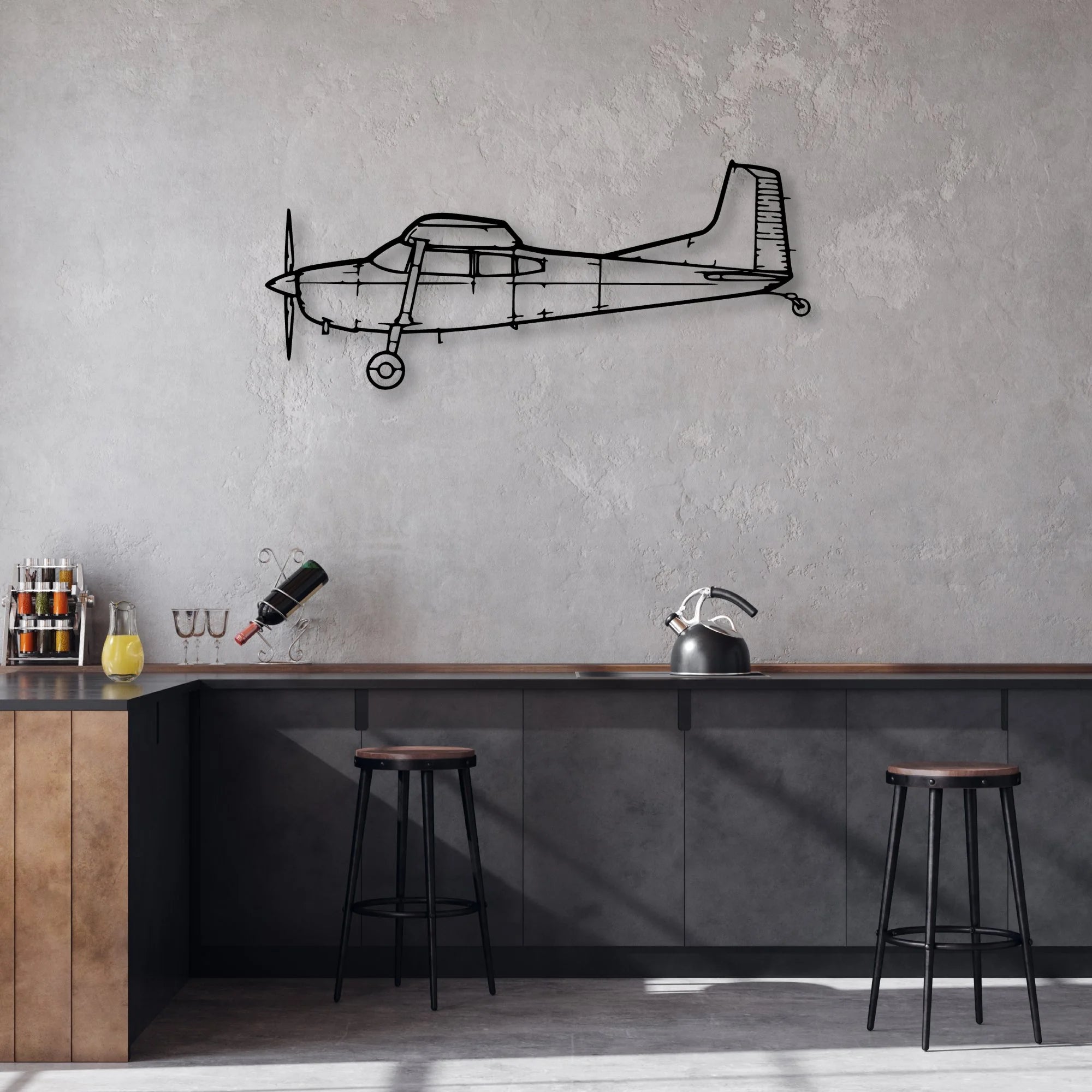 180K 2 Classic Aircraft Silhouette Metal Wall Art - Aviation Hangar Decor