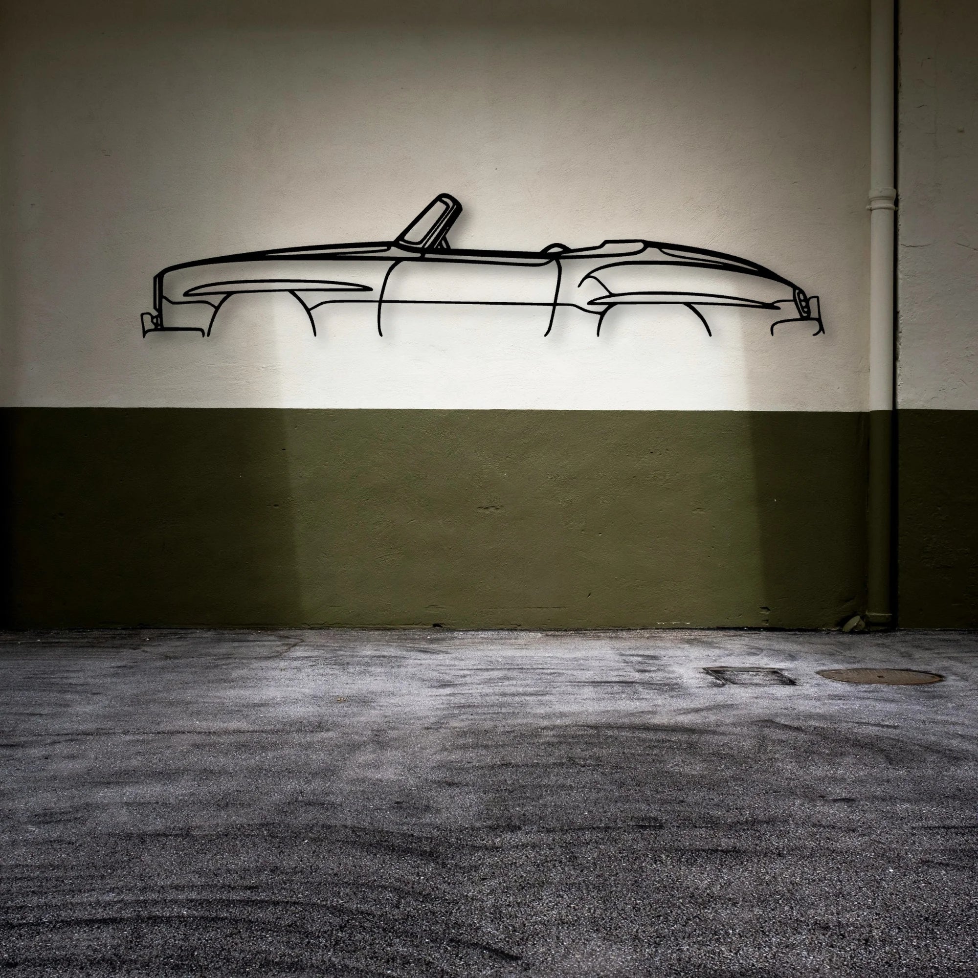 190SL 1958 Classic Silhouette Metal Wall Art - Automotive Garage Decor