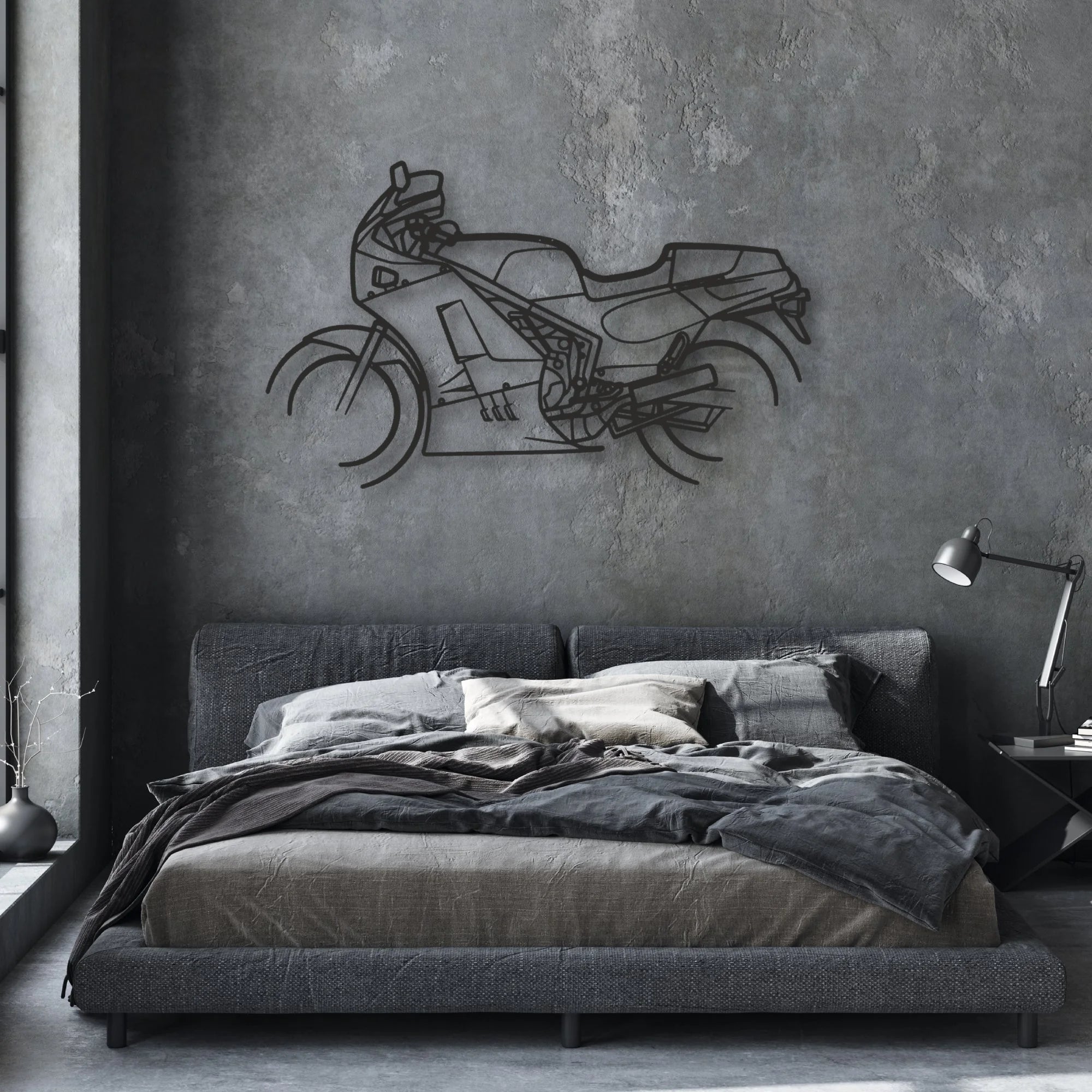 1986 Suzuki RG500 Classic Motorcycle Silhouette Metal Wall Art - Moto Garage Decor