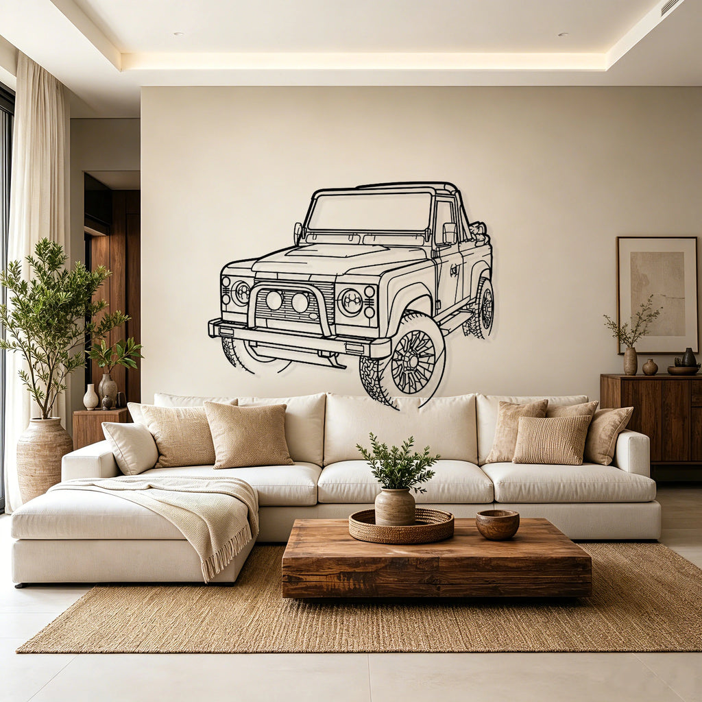 Defender 90 Angled View Metal Wall Art - Classic Car Garage Decor