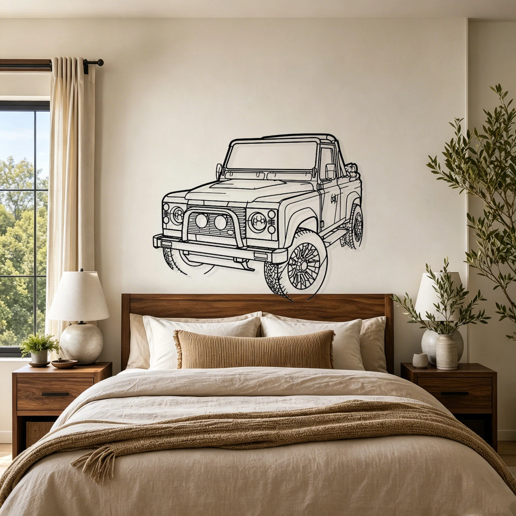 Defender 90 Angled View Metal Wall Art - Classic Car Garage Decor