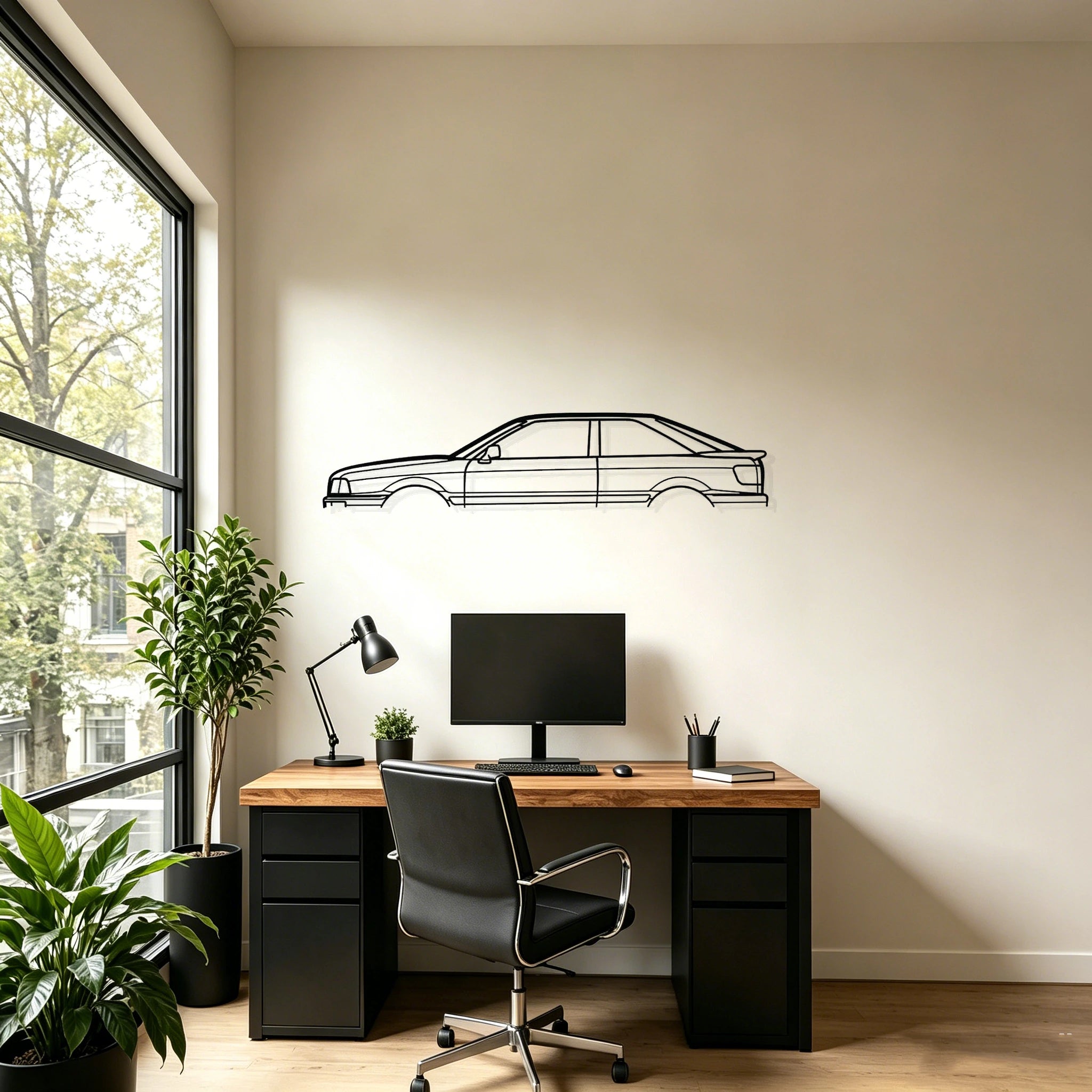 1989 80 Quattro Classic Silhouette Metal Wall Art - Classic Car Garage Decor