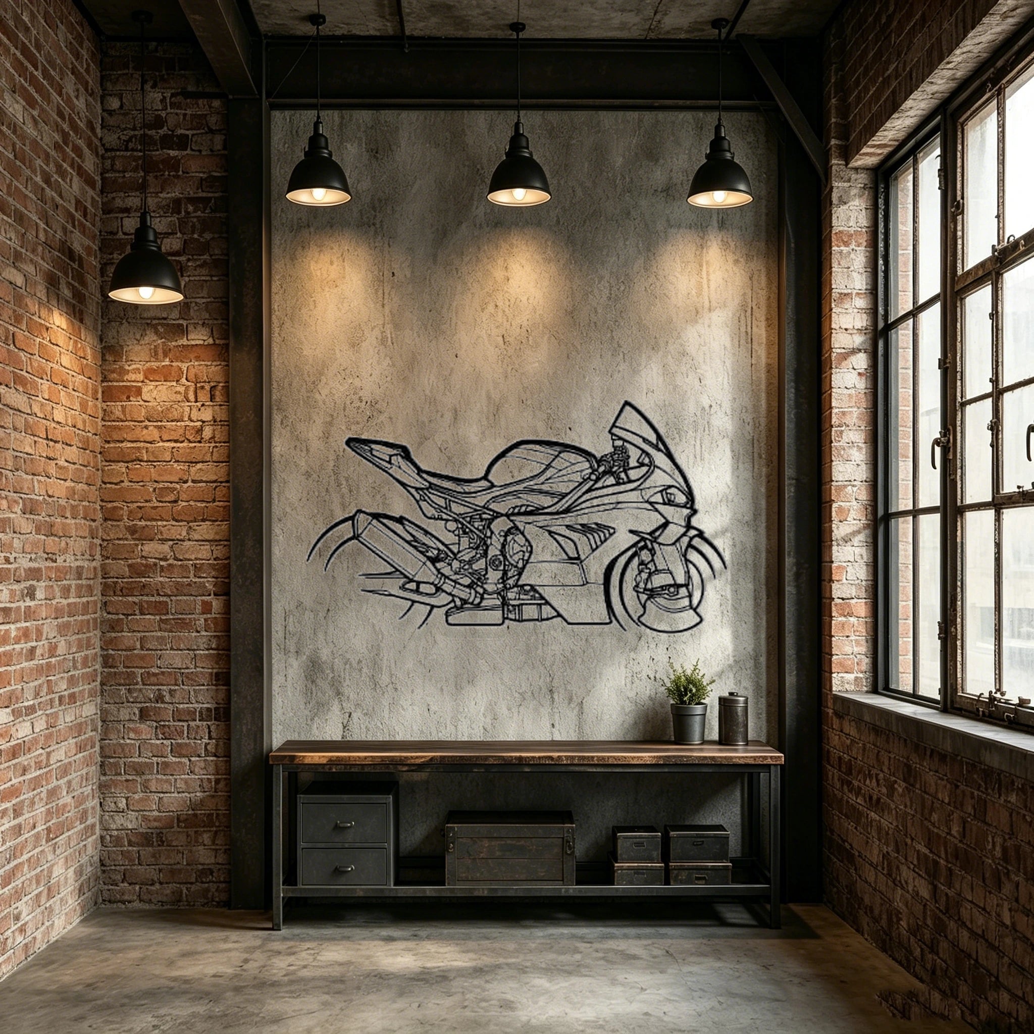 2023 M1000RR Silhouette Metal Wall Art - Classic Car Garage Decor