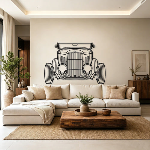 1932 Roadster Front View Metal Wall Art - Classic Car Garage Decor