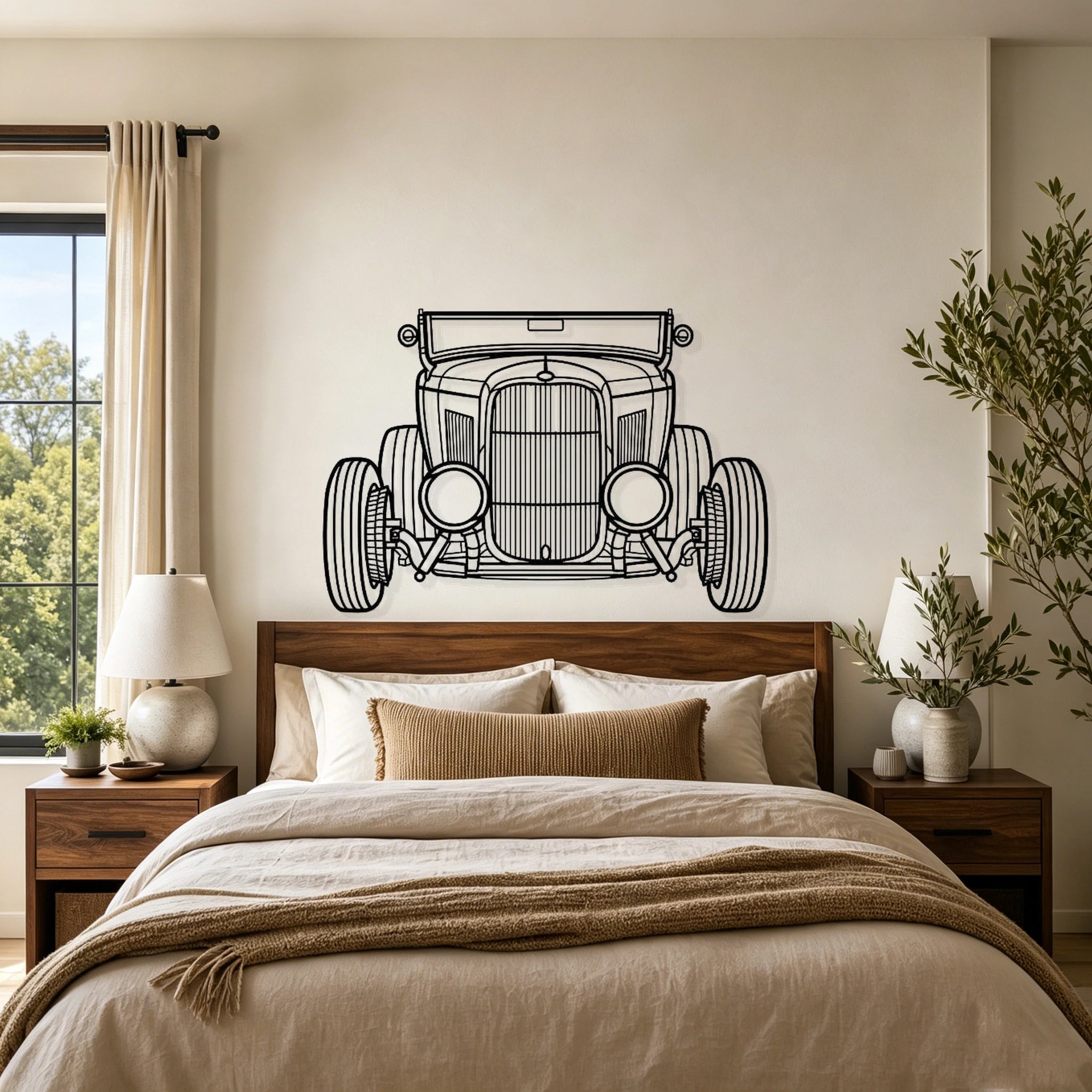 1932 Roadster Front View Metal Wall Art - Classic Car Garage Decor