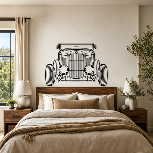 1932 Roadster Front View Metal Wall Art - Classic Car Garage Decor