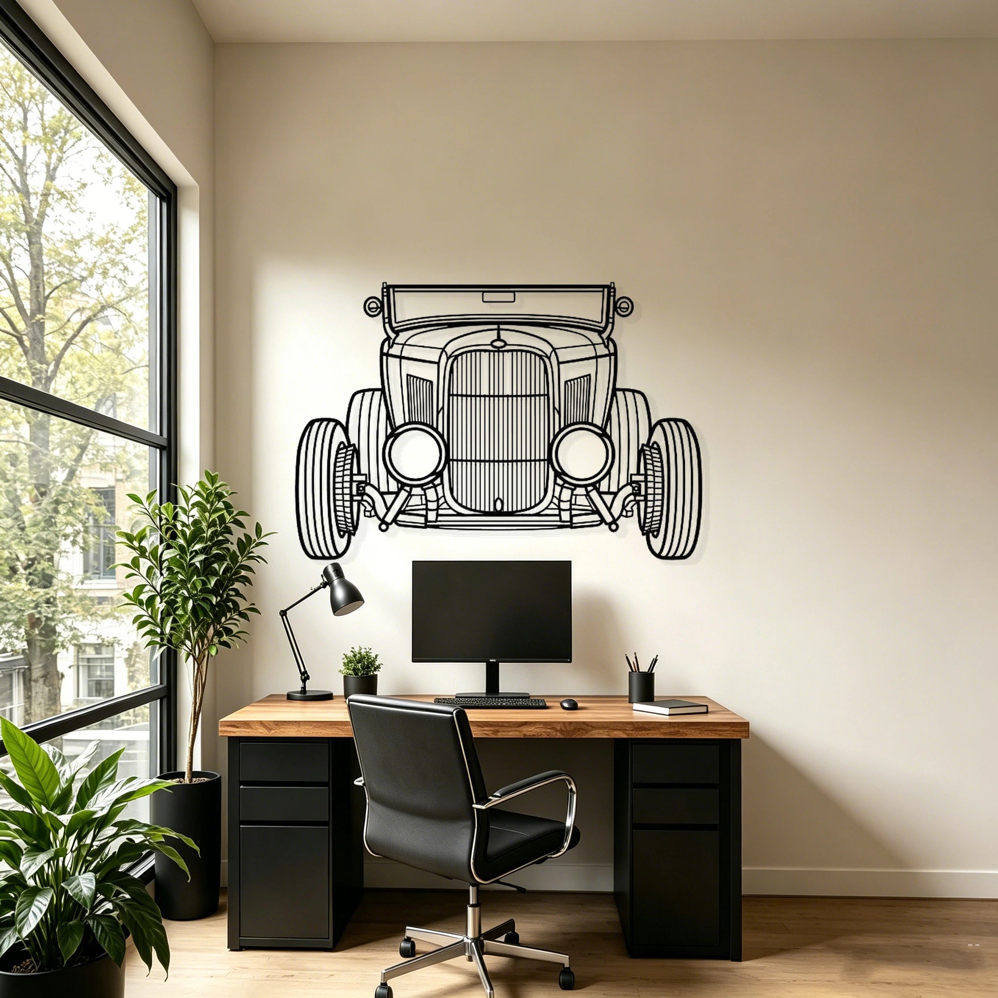 1932 Roadster Front View Metal Wall Art - Classic Car Garage Decor