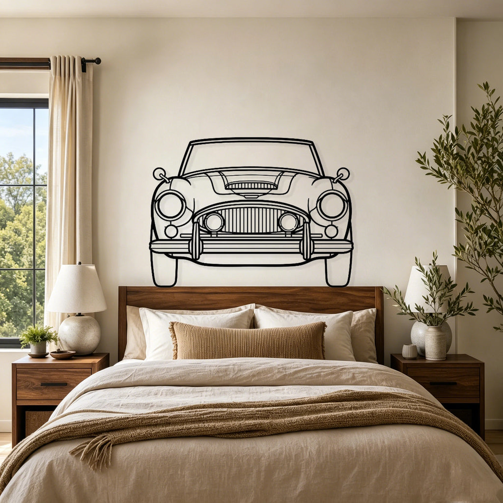 1965 Healey 3000 MkIII Front View Metal Wall Art - Classic Car Garage Decor