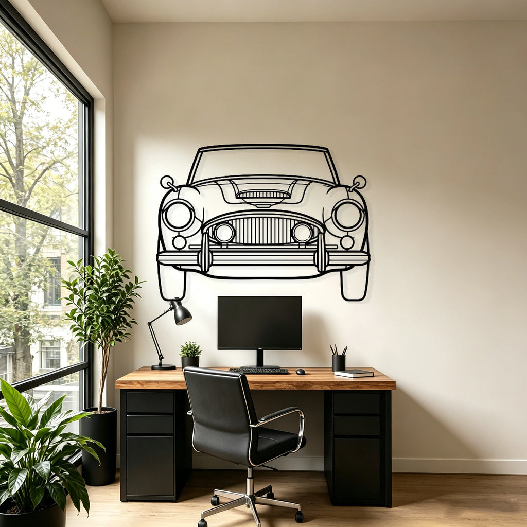 1965 Healey 3000 MkIII Front View Metal Wall Art - Classic Car Garage Decor
