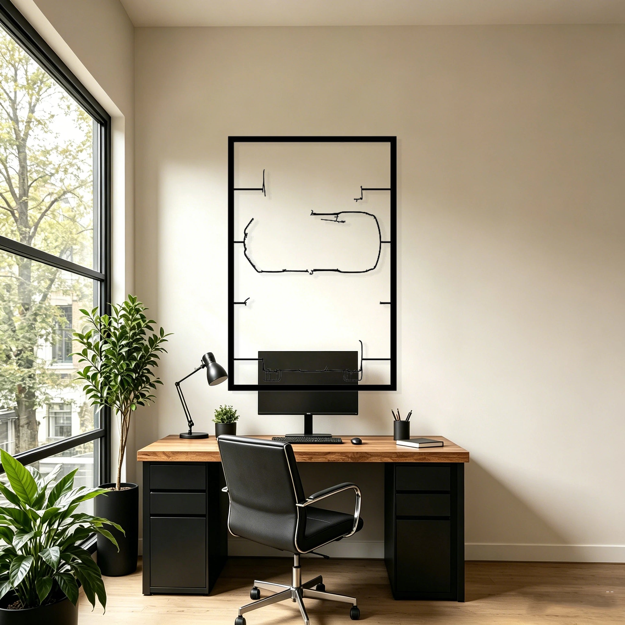 C7 Frame Silhouette Metal Wall Art - Classic Car Garage Decor