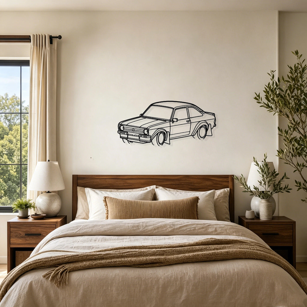 1977 Escort Mk2 Angled View Metal Wall Art - Classic Car Garage Decor