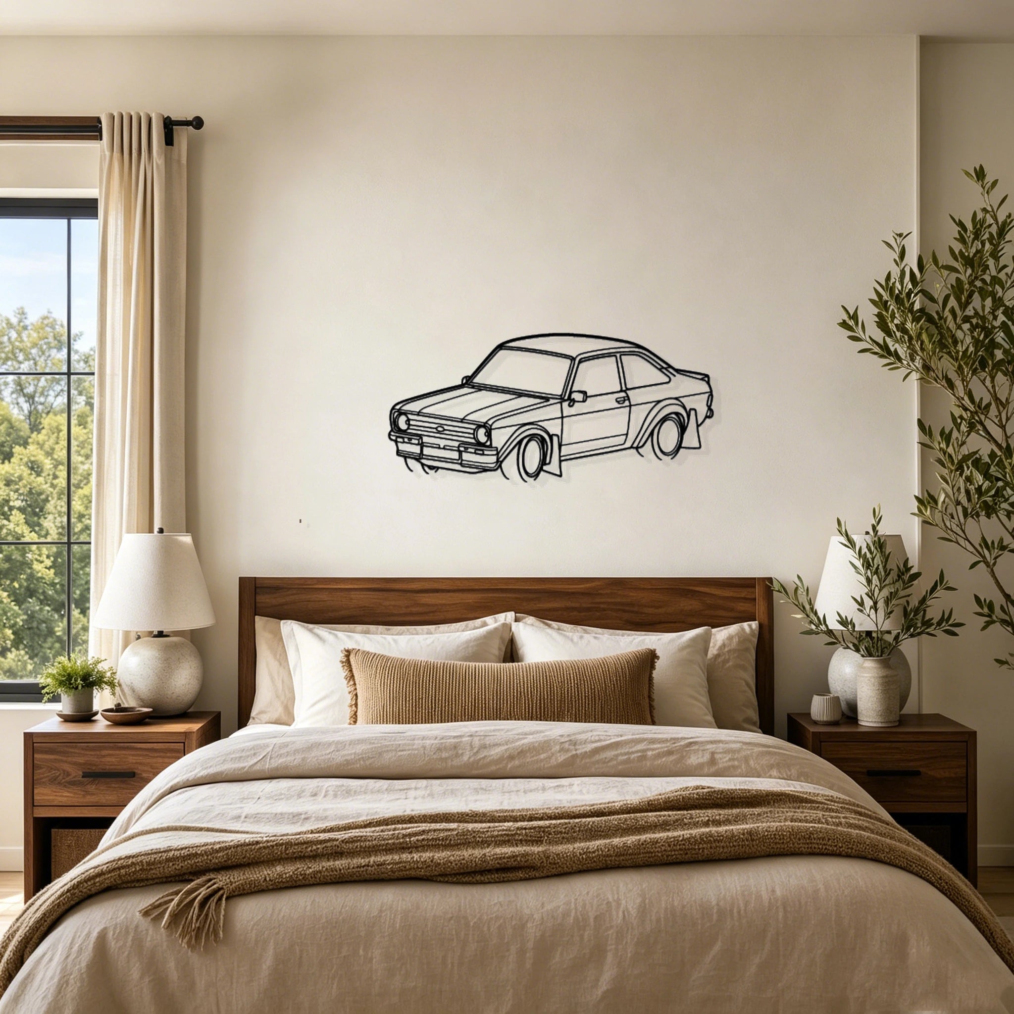 1977 Escort Mk2 Angled View Metal Wall Art - Classic Car Garage Decor