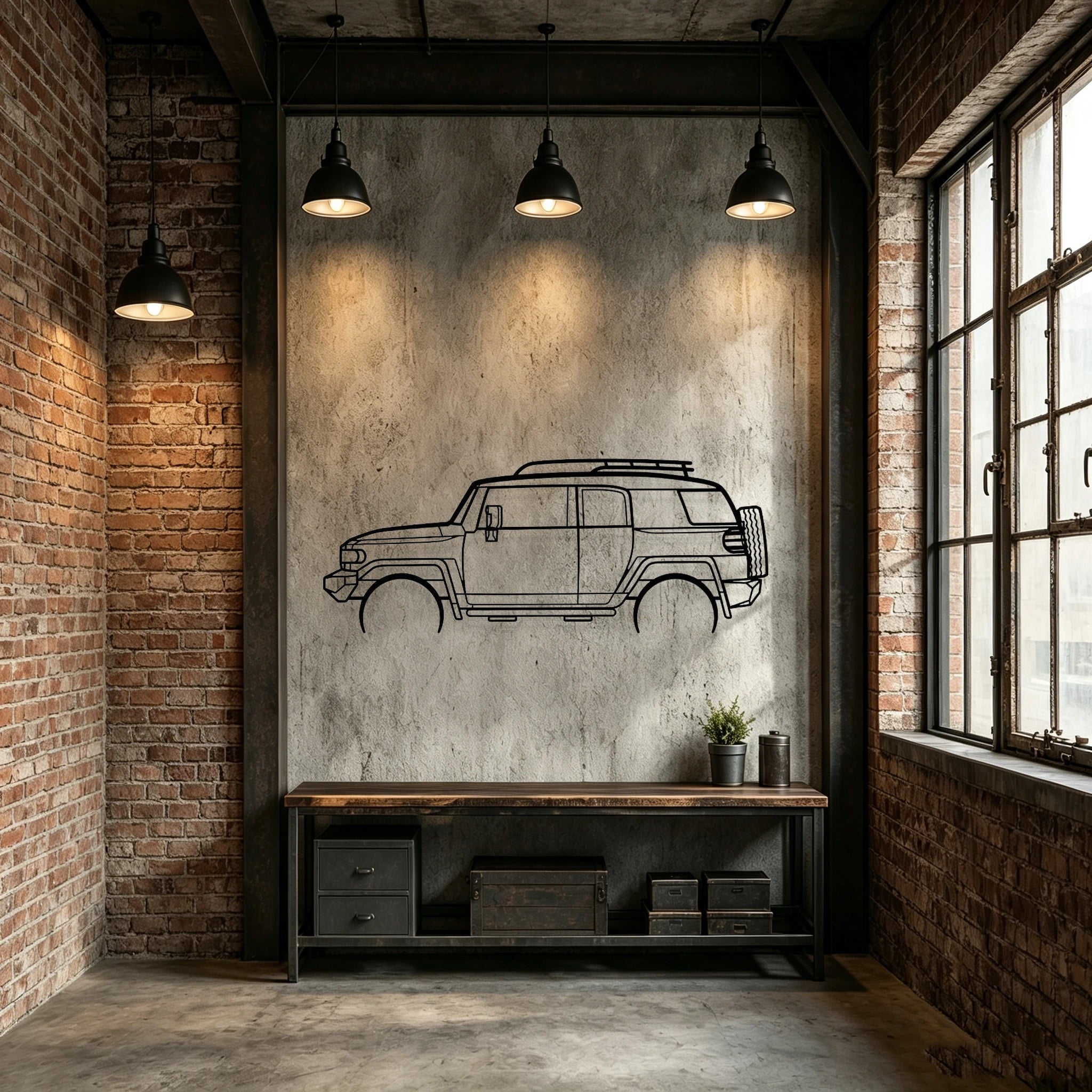 2008 FJ Cruiser Detailed Silhouette Metal Wall Art - Classic Car Garage Decor