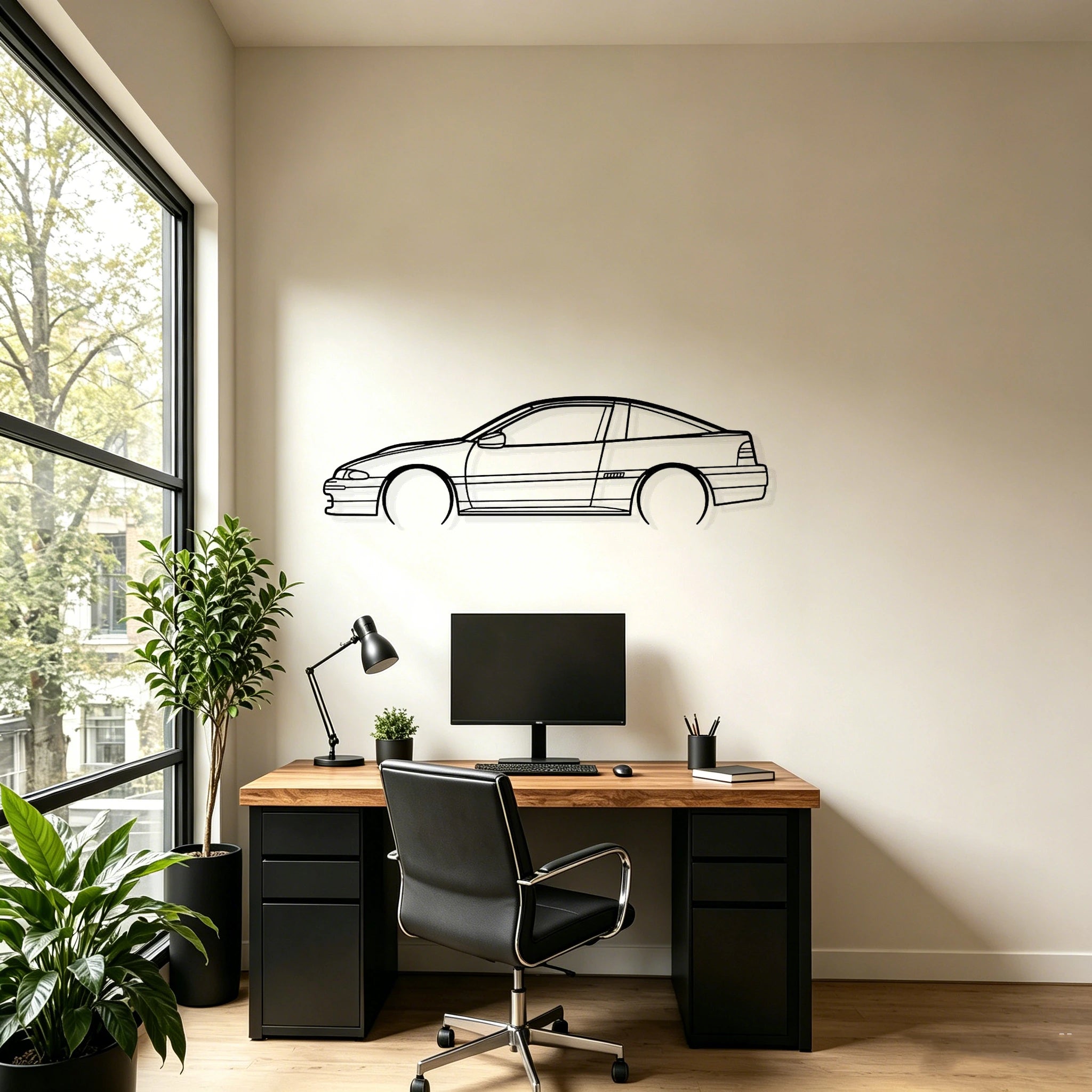 1992 Eclipse GS Detailed Silhouette Metal Wall Art - Classic Car Garage Decor