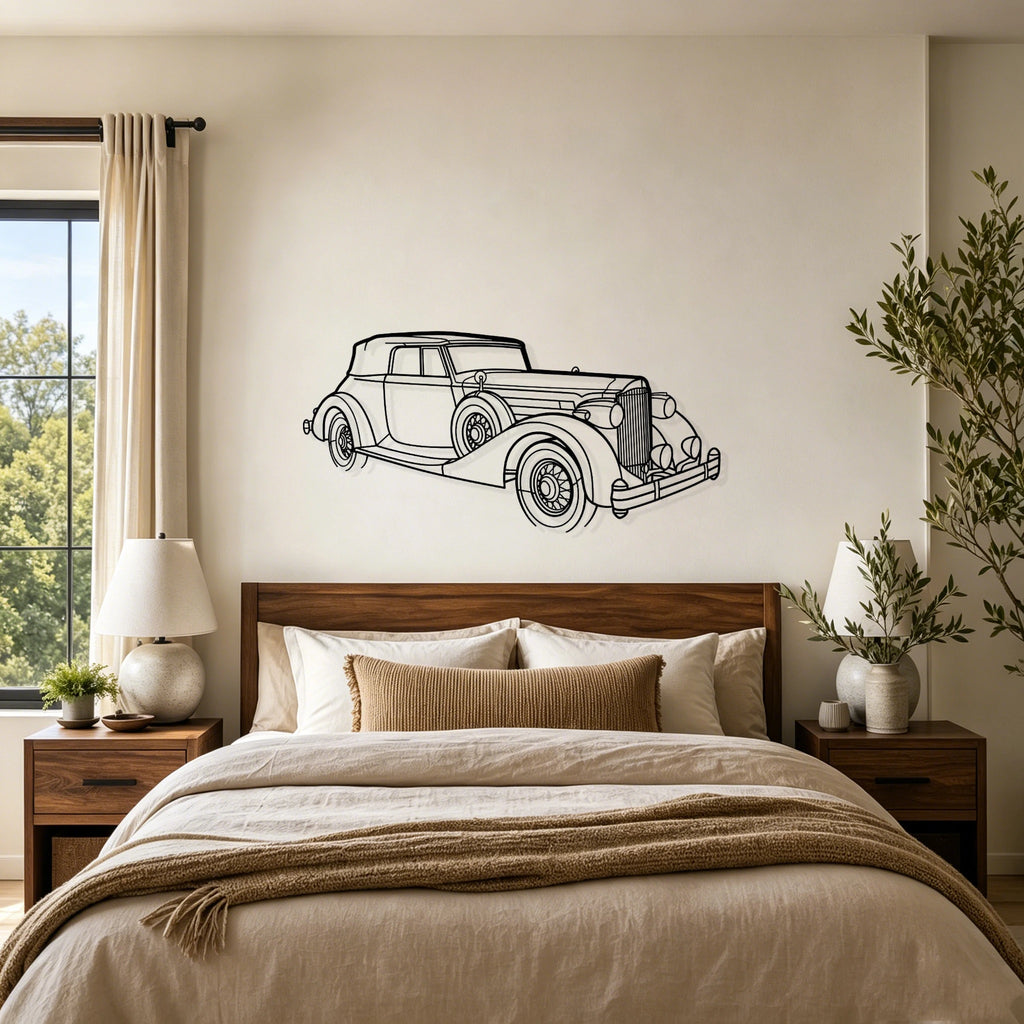 1935 V12 Victoria Angled View Metal Wall Art - Classic Car Garage Decor