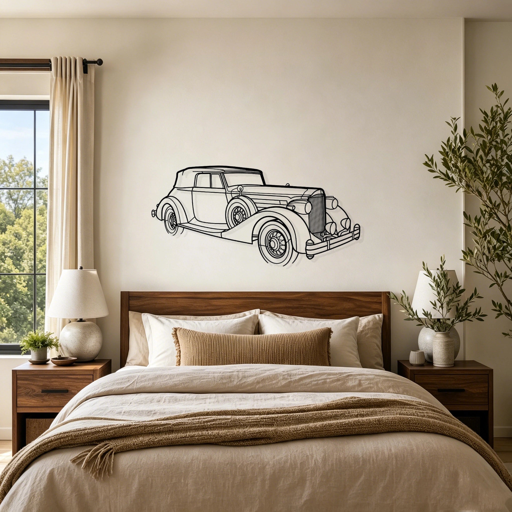 1935 V12 Victoria Angled View Metal Wall Art - Classic Car Garage Decor