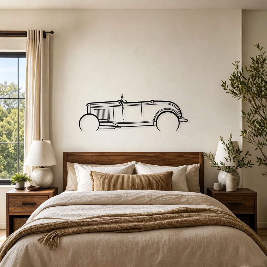 1932 Roadster Detailed Silhouette Metal Wall Art - Classic Car Garage Decor