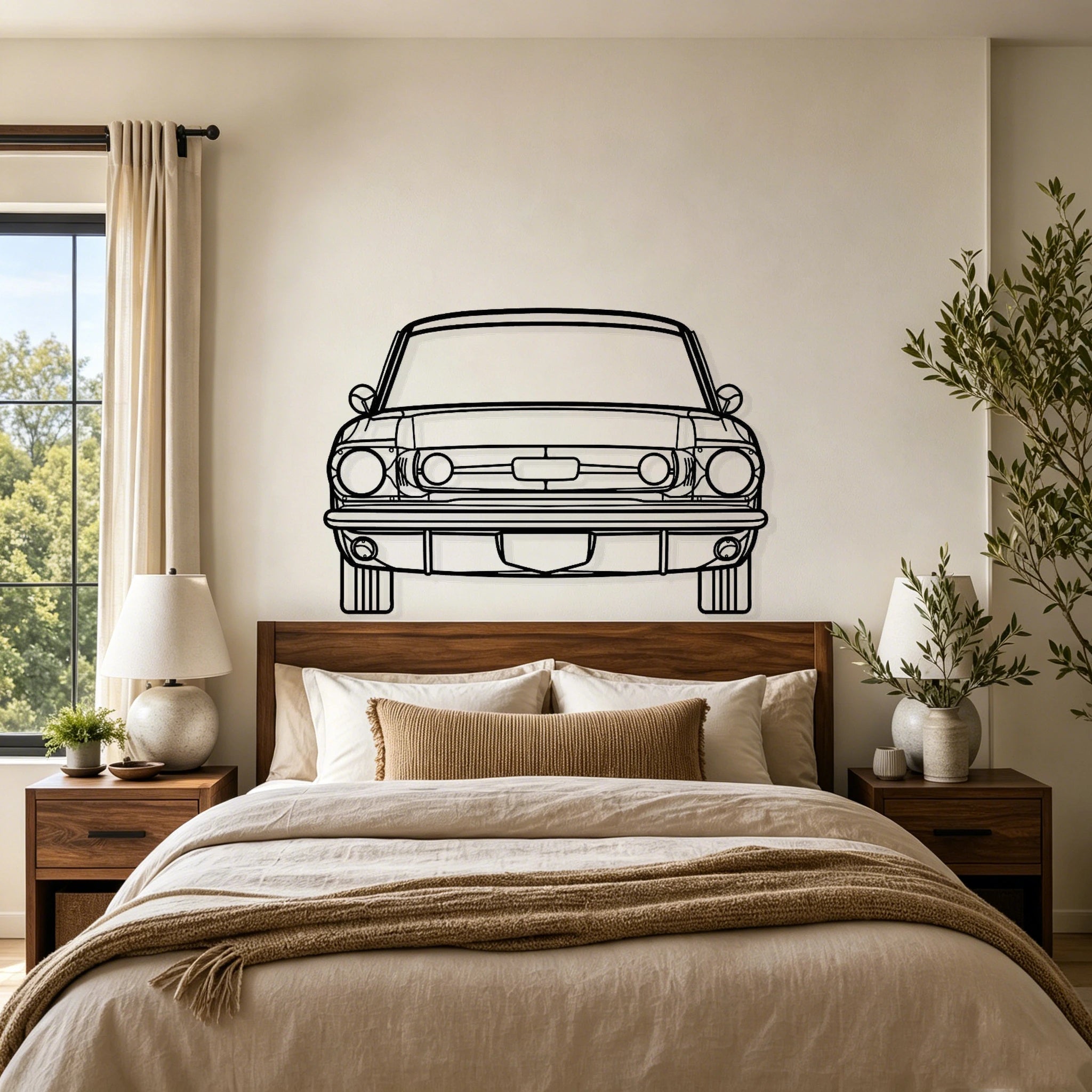 1965 Mustang Front View Metal Wall Art - Classic Car Garage Decor