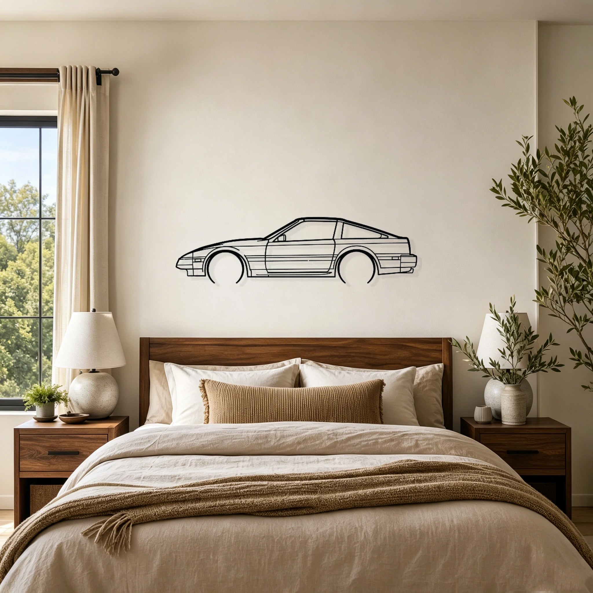 1984 300ZX Detailed Silhouette Metal Wall Art - Classic Car Garage Decor