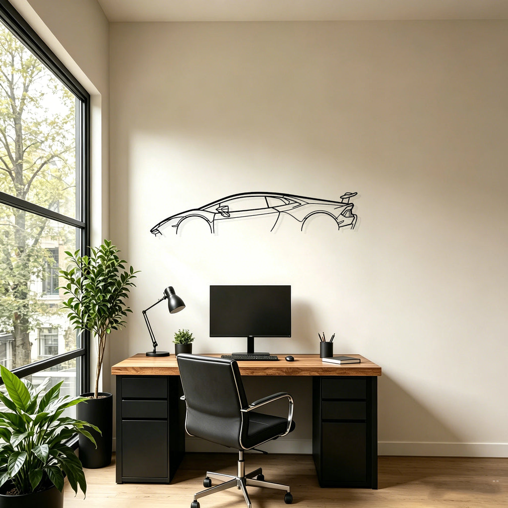 2018 Huracan Performante Classic Silhouette Metal Wall Art - Classic Car Garage Decor